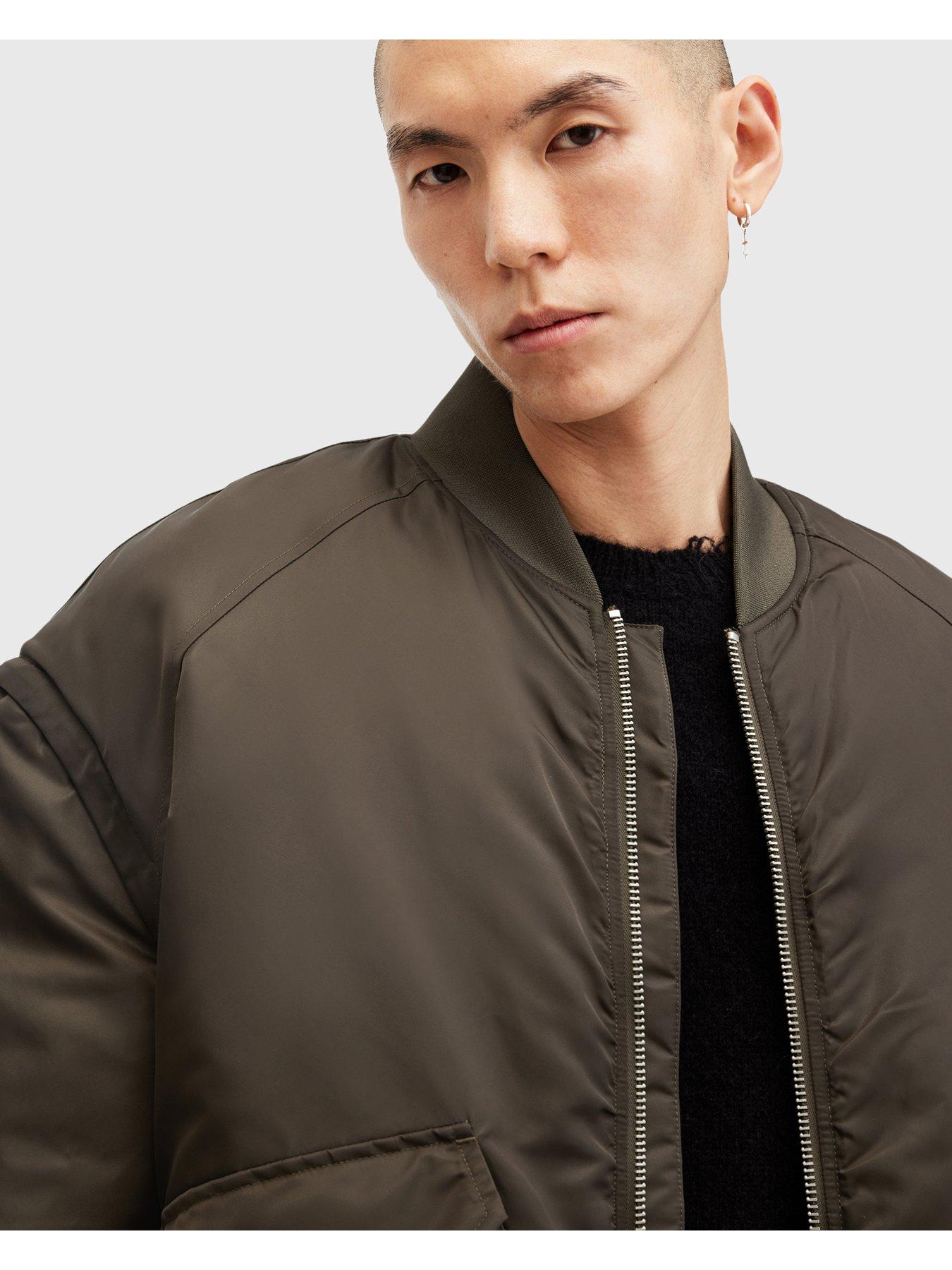 Image 4 of 5 of AllSaints Allsaints Hawk Bomber Jacket - Dark Khaki
