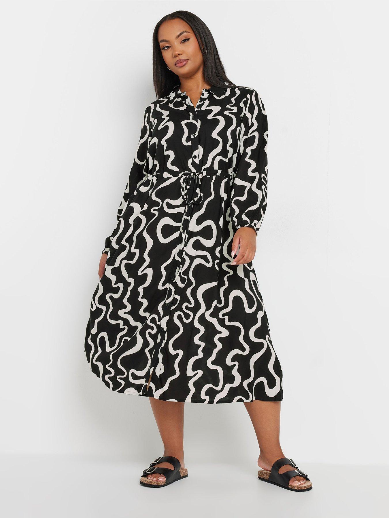 yours-curve-long-sleeve-midaxi-shirt-dress-black