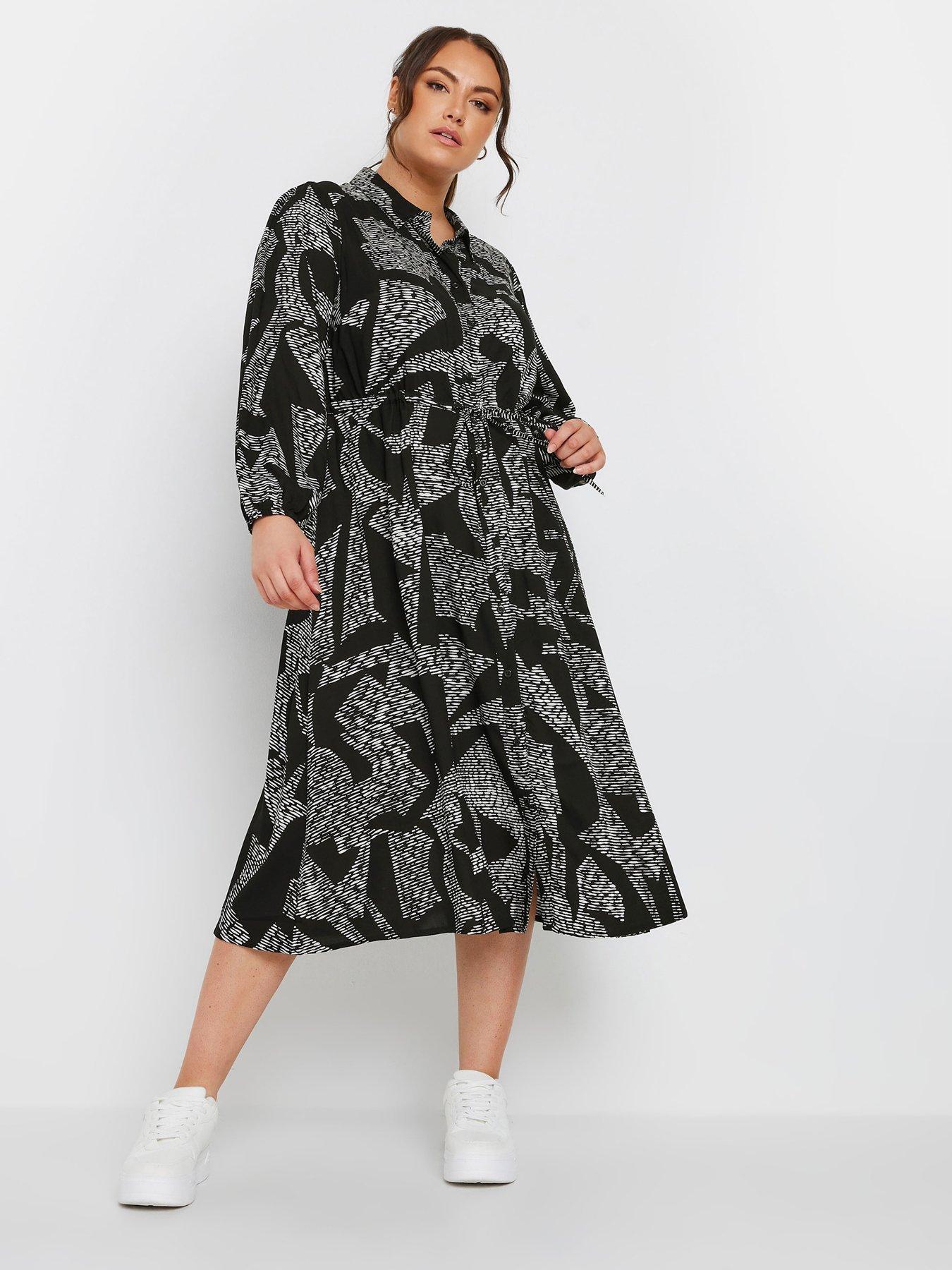 yours-curve-long-sleeve-midaxi-shirt-dress-black