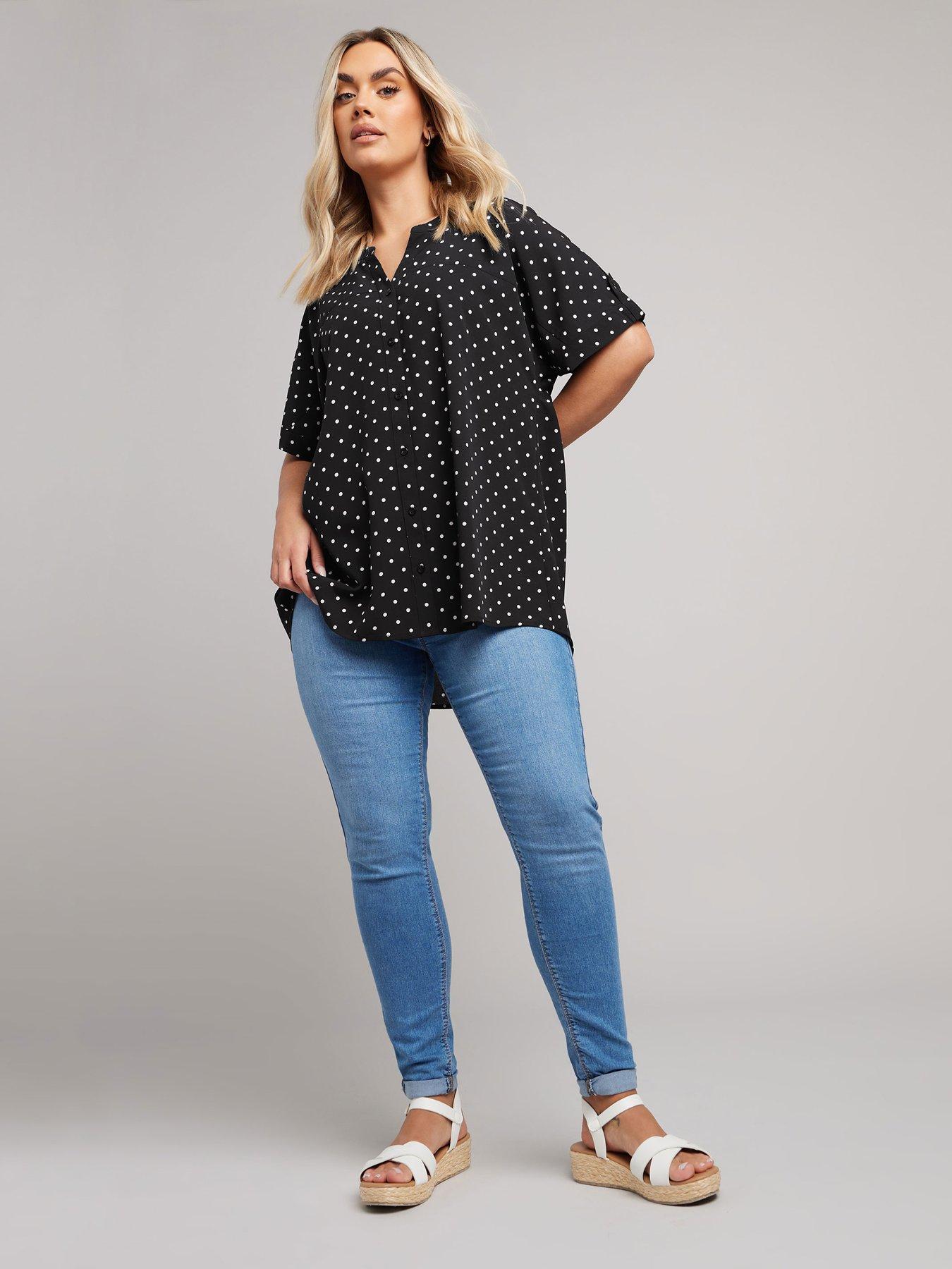 Image 3 of 4 of Yours Curve Button Yoke Detail Blouse - Black
