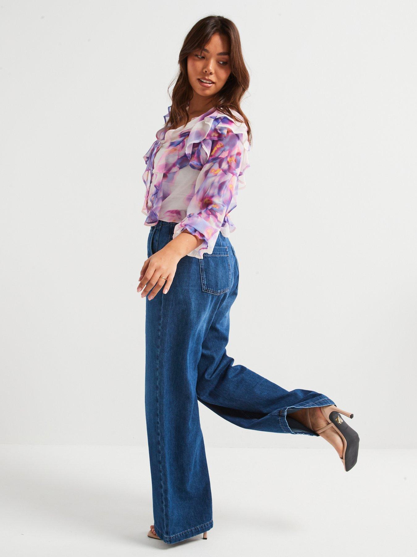 Image 5 of 6 of V by Very Curve Ruffled Blouse - Floral Print