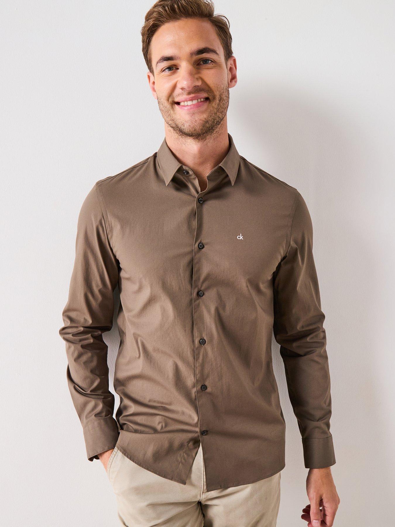 Calvin Klein Poplin Stretch Slim Fit Shirt - Dark Grey