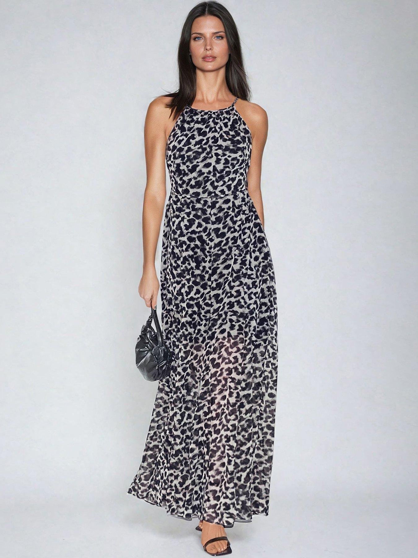 Image 1 of 6 of Religion Open Back Halterneck Maxi Dress - Multi