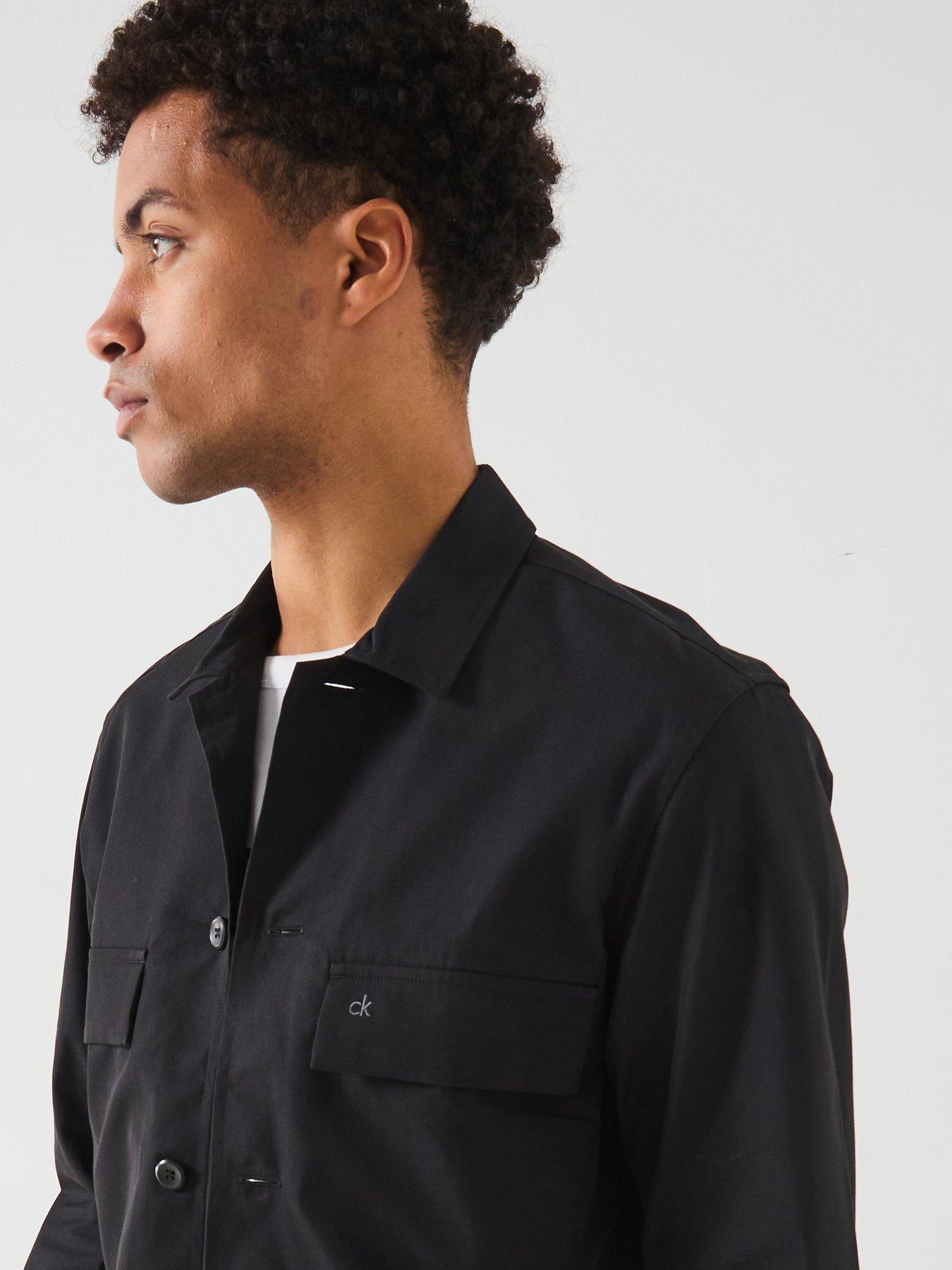 Image 4 of 4 of Calvin Klein Cotton Blend Button Through Overshirt - Black