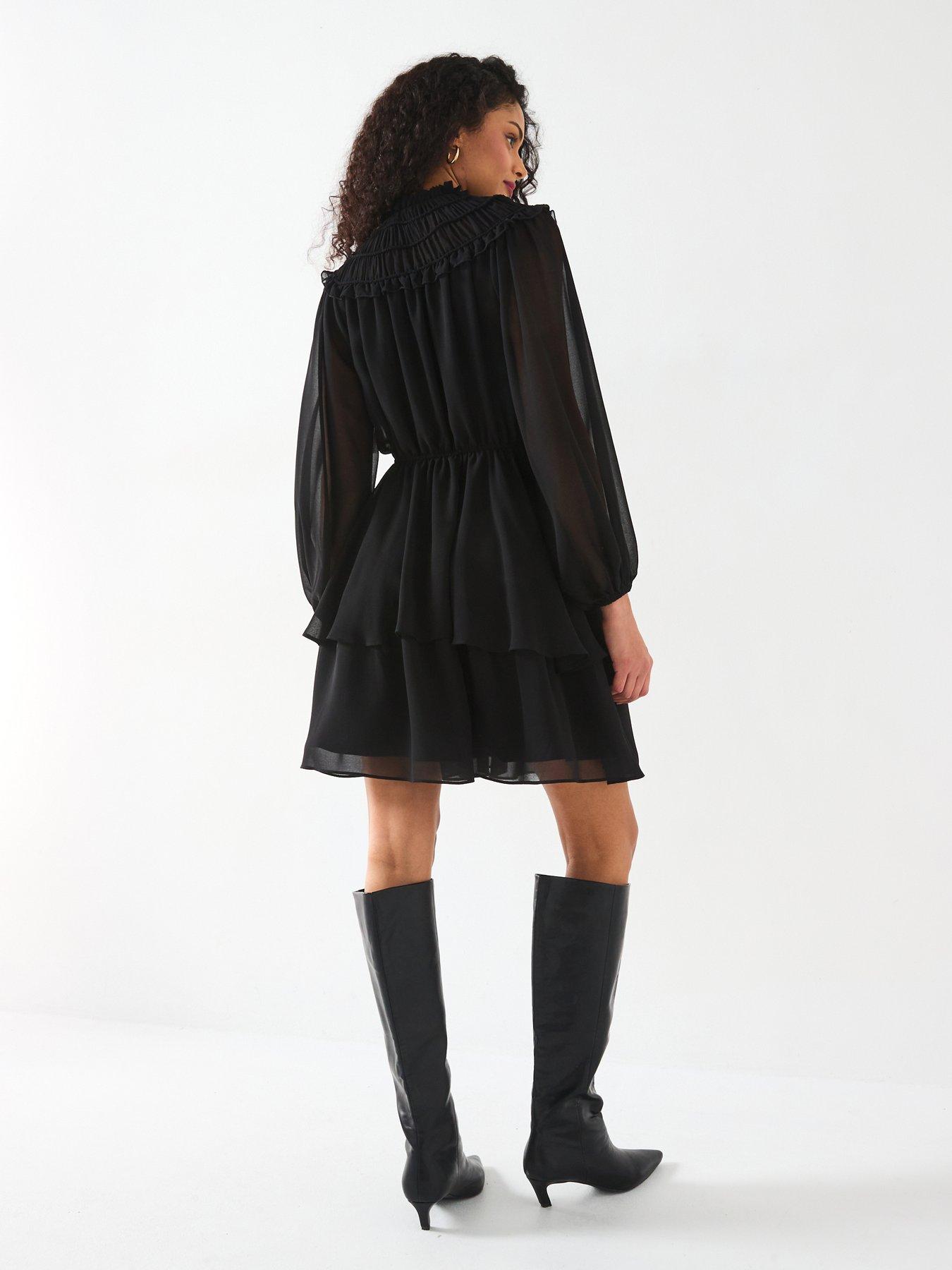 v-by-very-sheered-ruffle-mini-skater-dress-blackstillFront