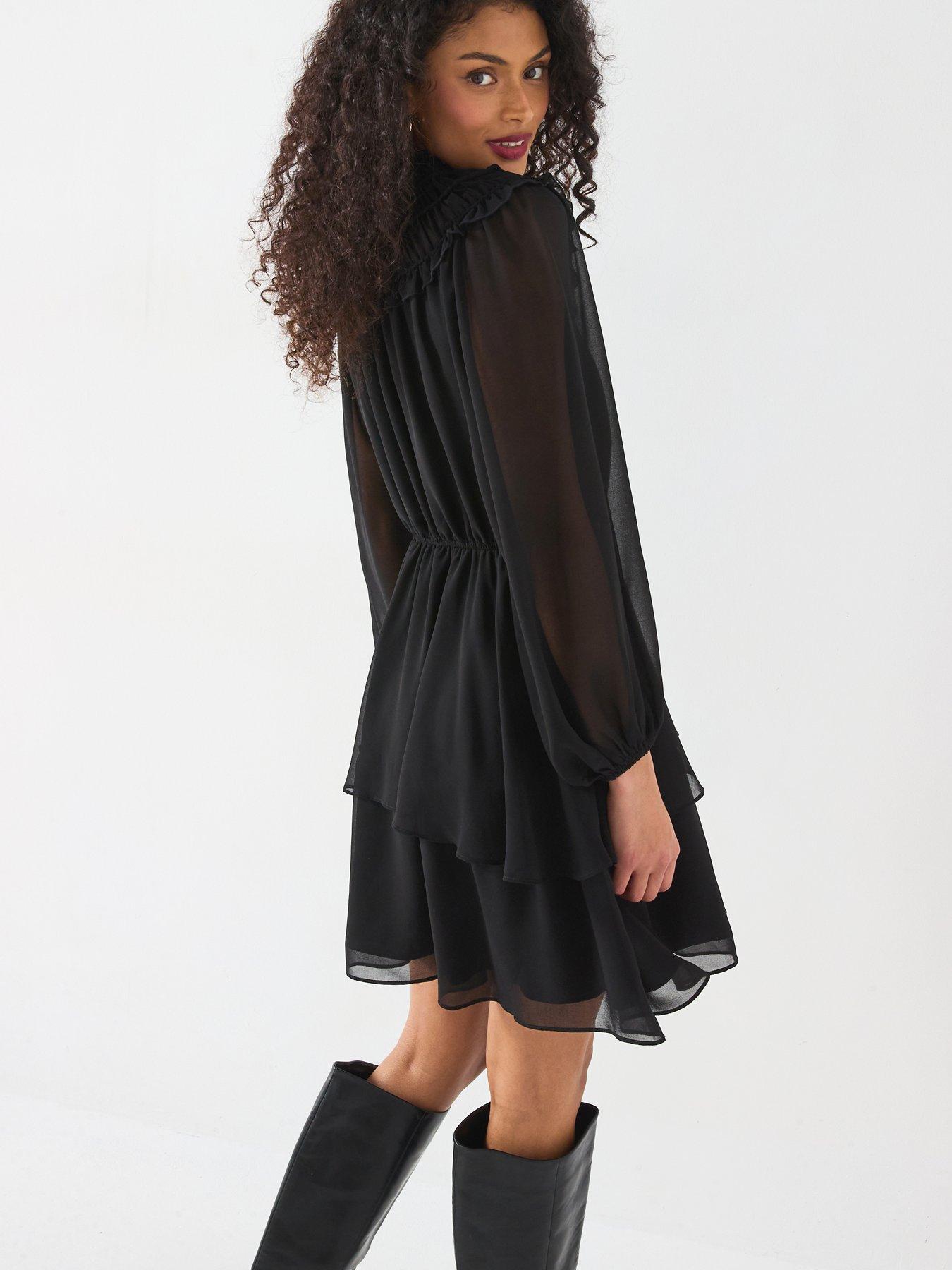 v-by-very-sheered-ruffle-mini-skater-dress-blackdetail