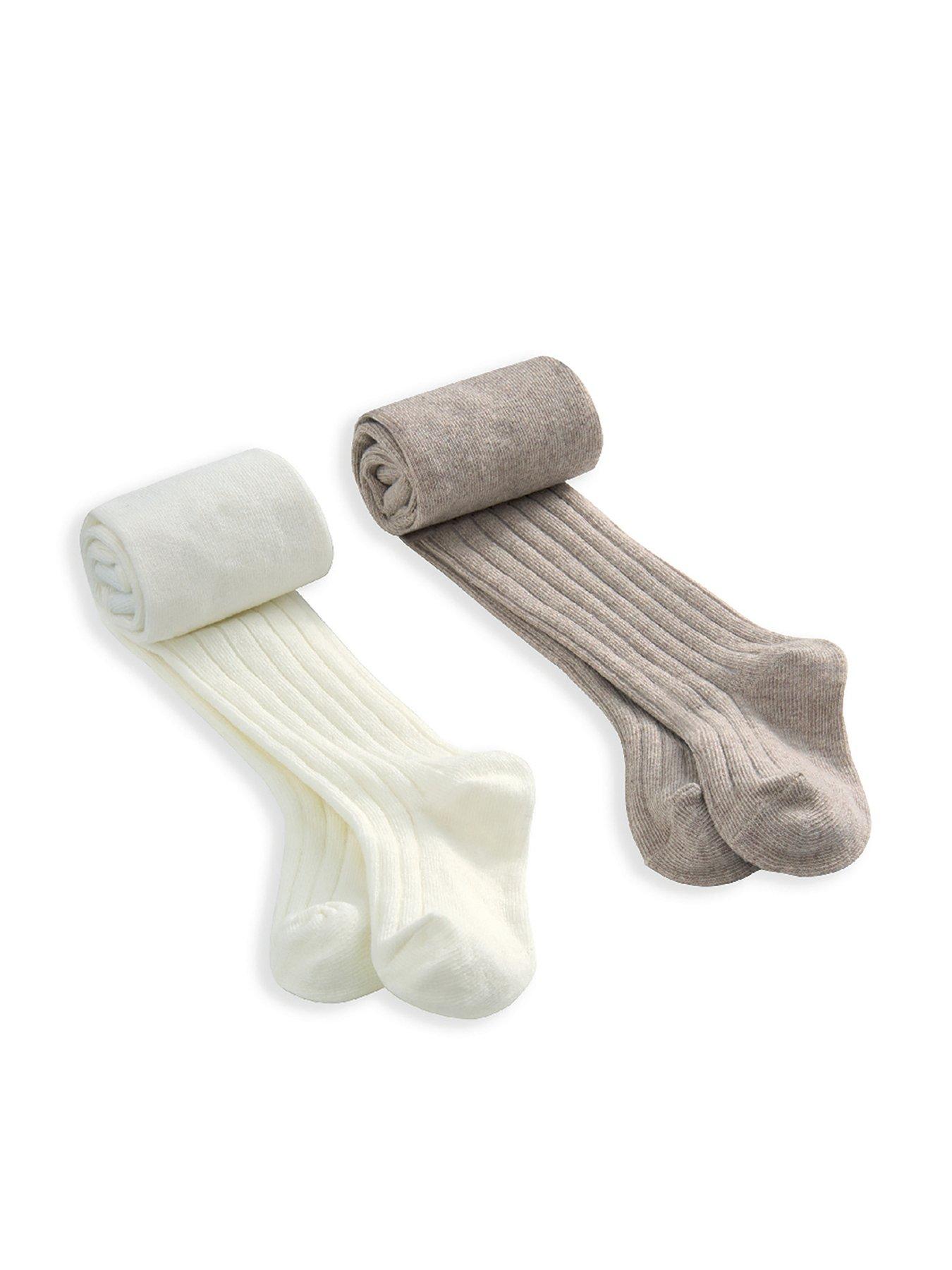 mamas-papas-baby-girls-2-pack-knitted-tights-beige