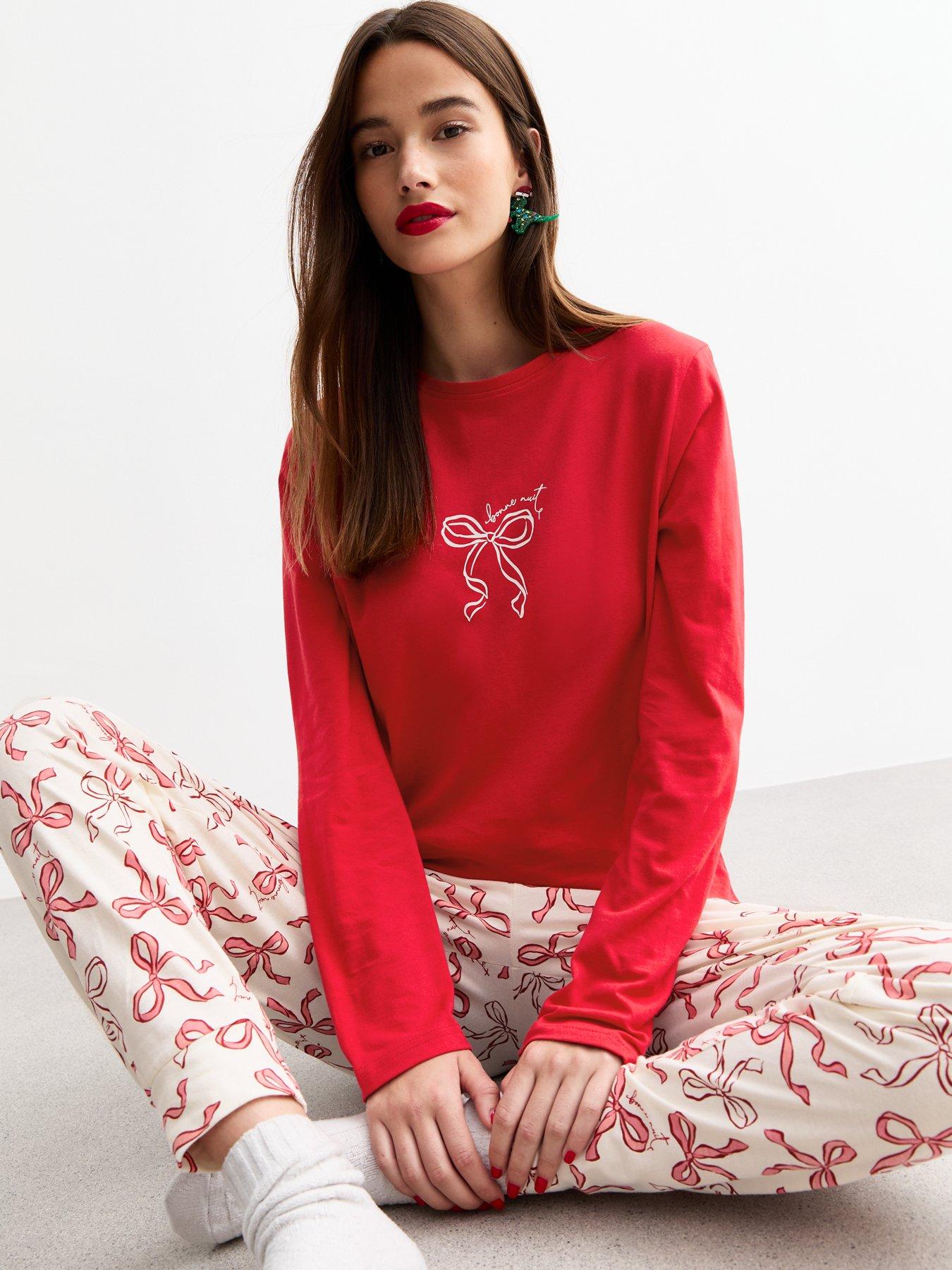 new-look-red-cotton-bonne-nuit-christmas-pyjama-set