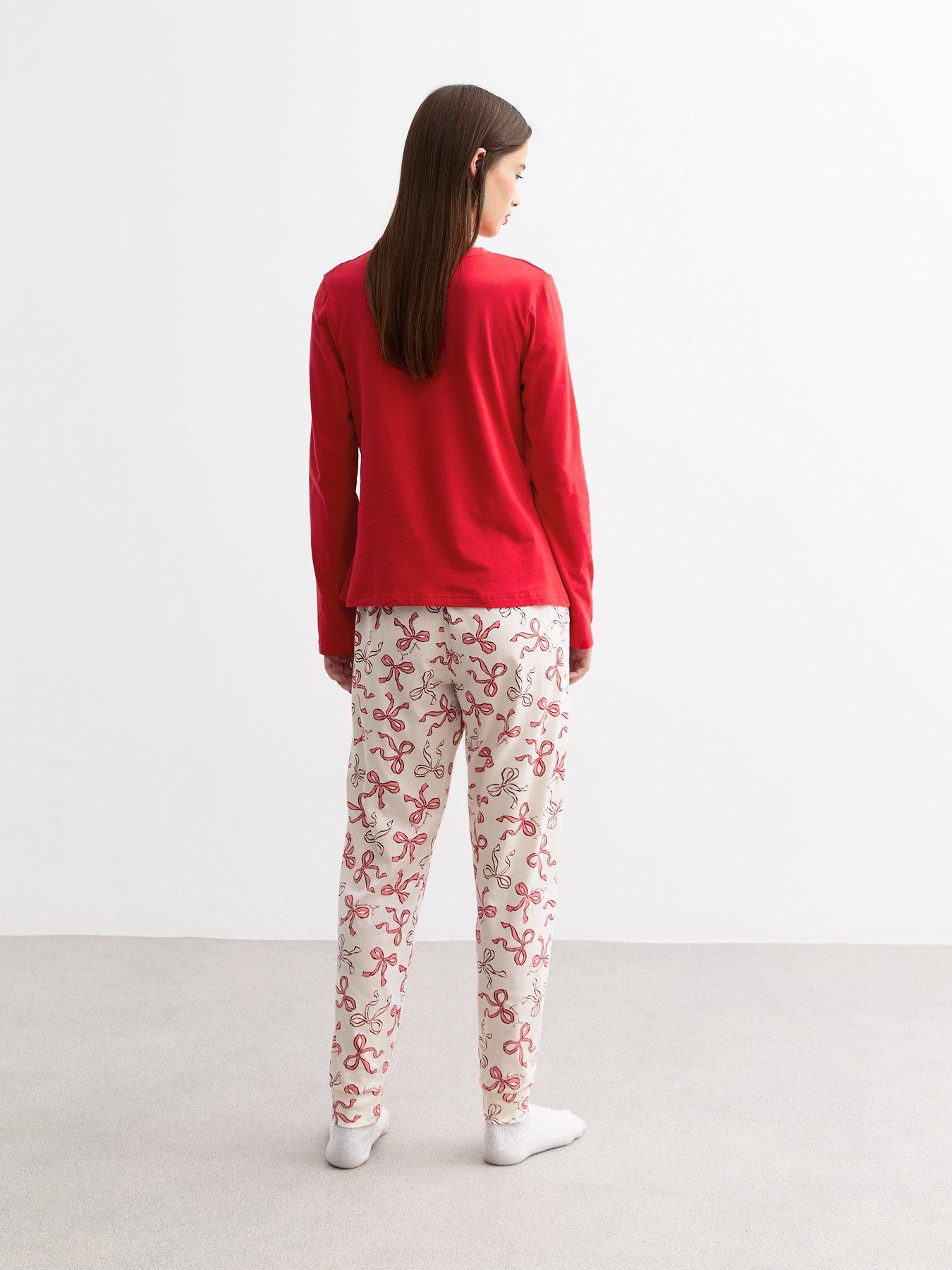 new-look-red-cotton-bonne-nuit-christmas-pyjama-setstillFront