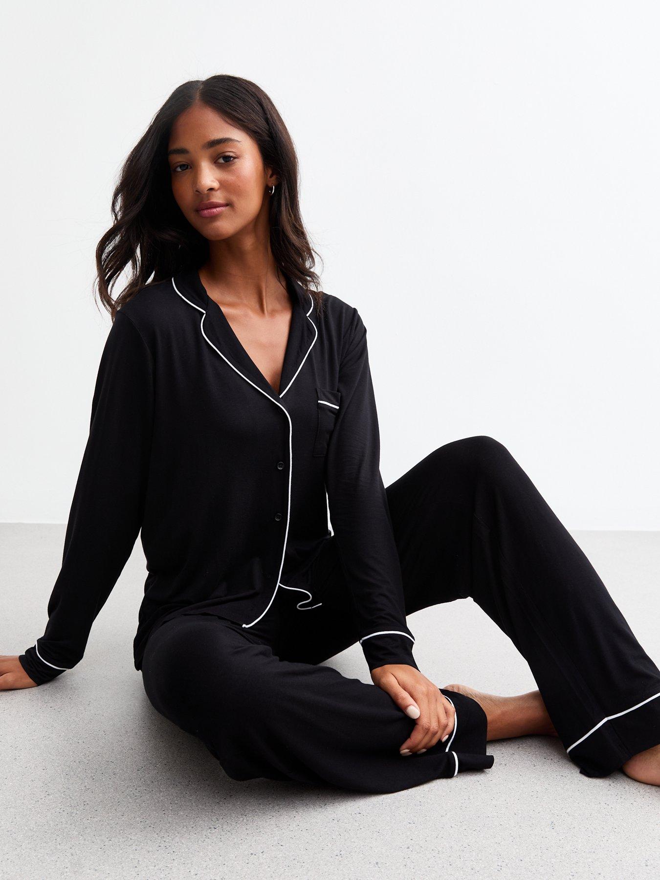 new-look-jersey-shirt-trouser-pyjama-set-black