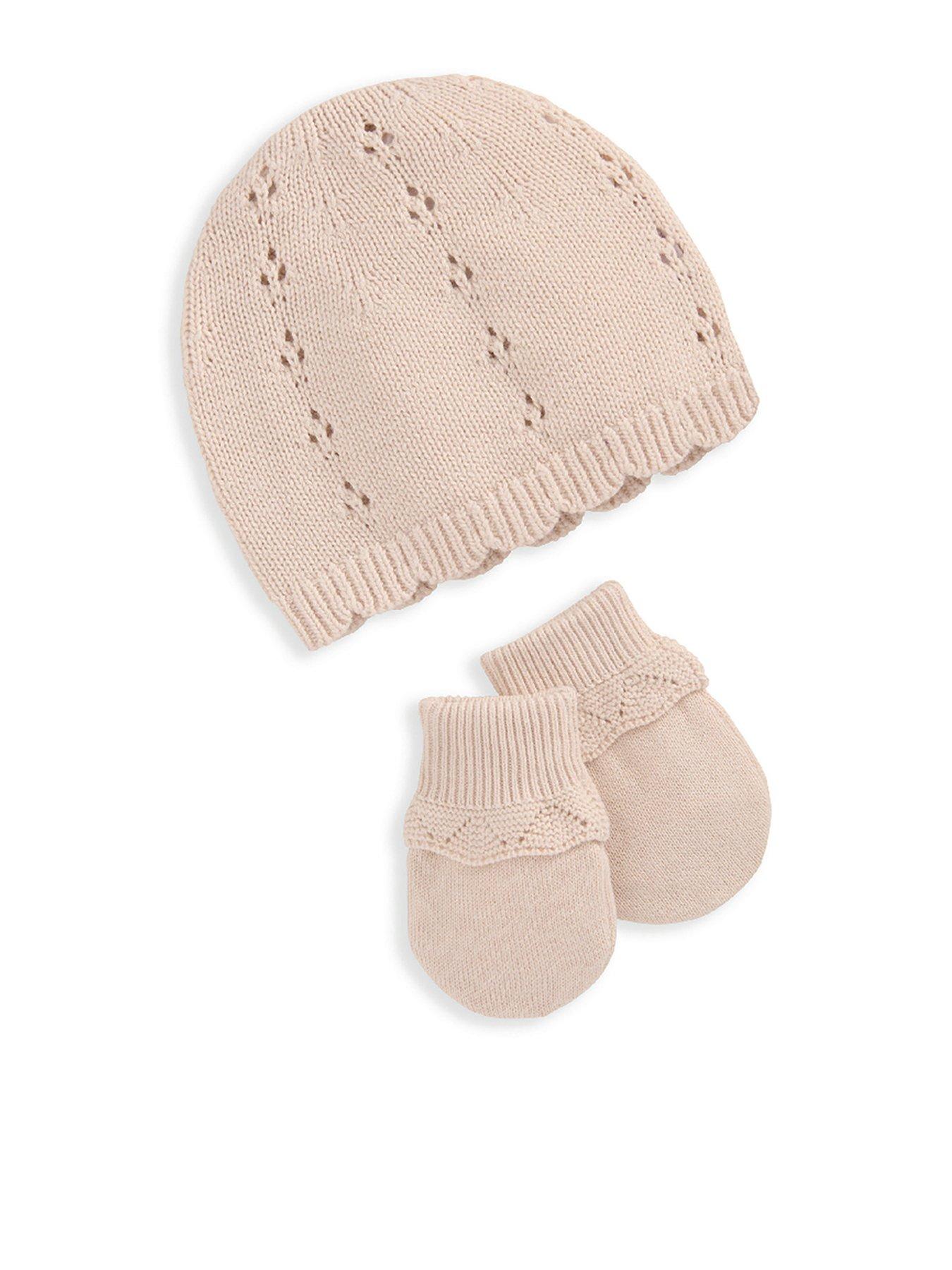 mamas-papas-baby-girls-knitted-hat-amp-mitts-pink