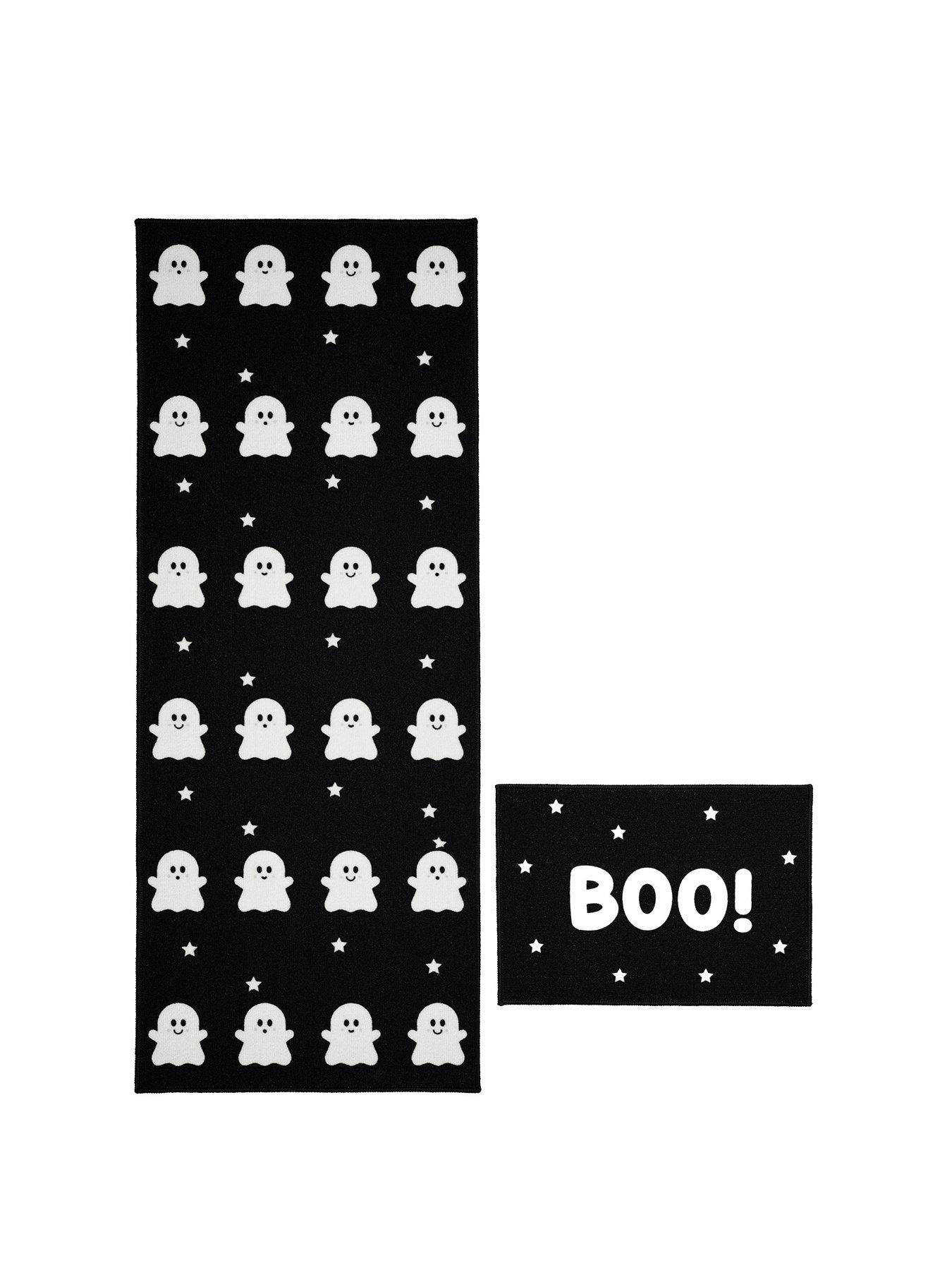 Image 2 of 4 of Halloween Ghost Boo Runner and Doormat Set - Black/White