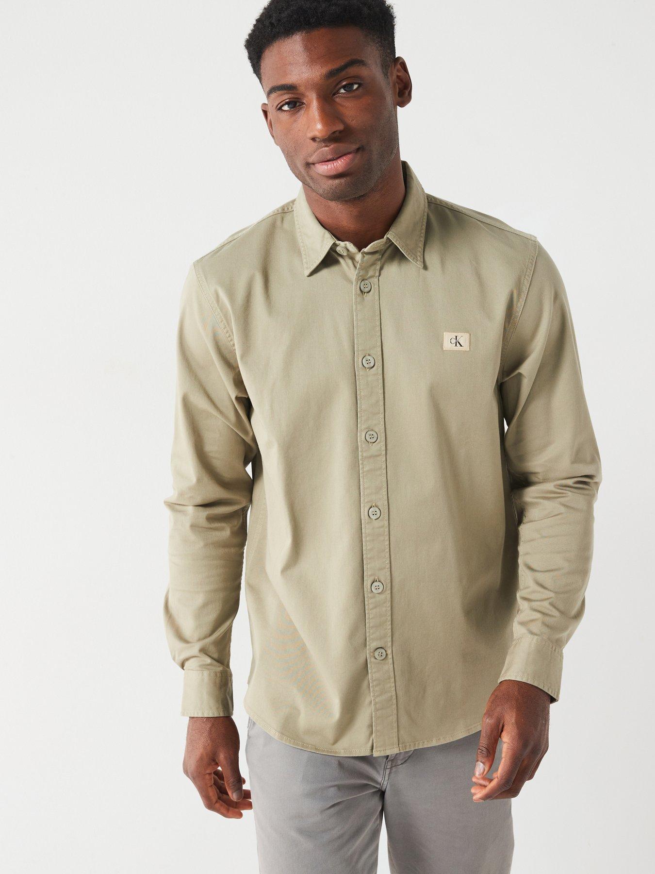 Image of Calvin Klein Jeans Woven Logo Overshirt - Light Green
