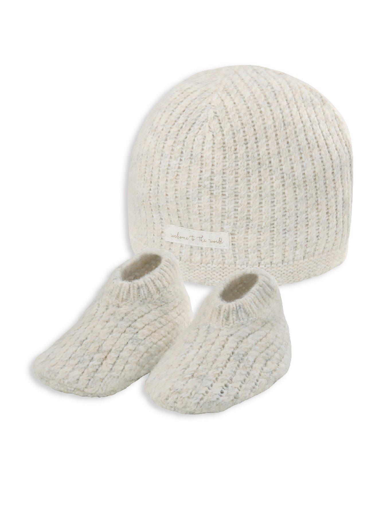 mamas-papas-baby-unisex-knitted-hat-amp-booties-beige