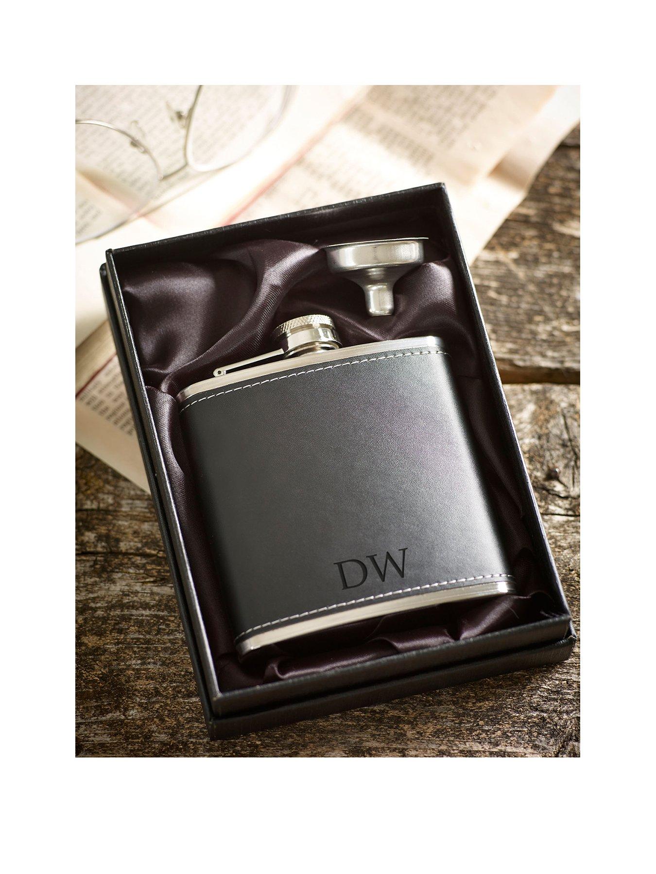 Love Abode Personalised PU  Finish Black Hip Flask