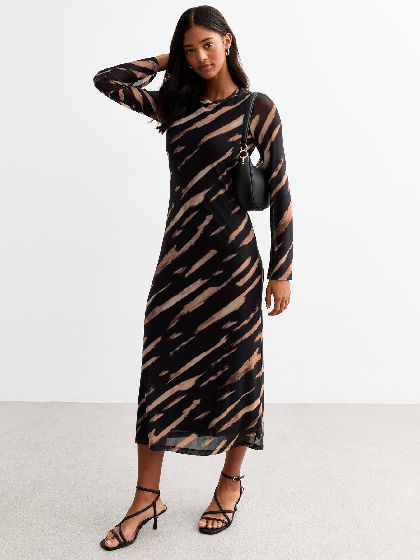 new-look-printed-mesh-long-sleeve-midi-dress-blackback