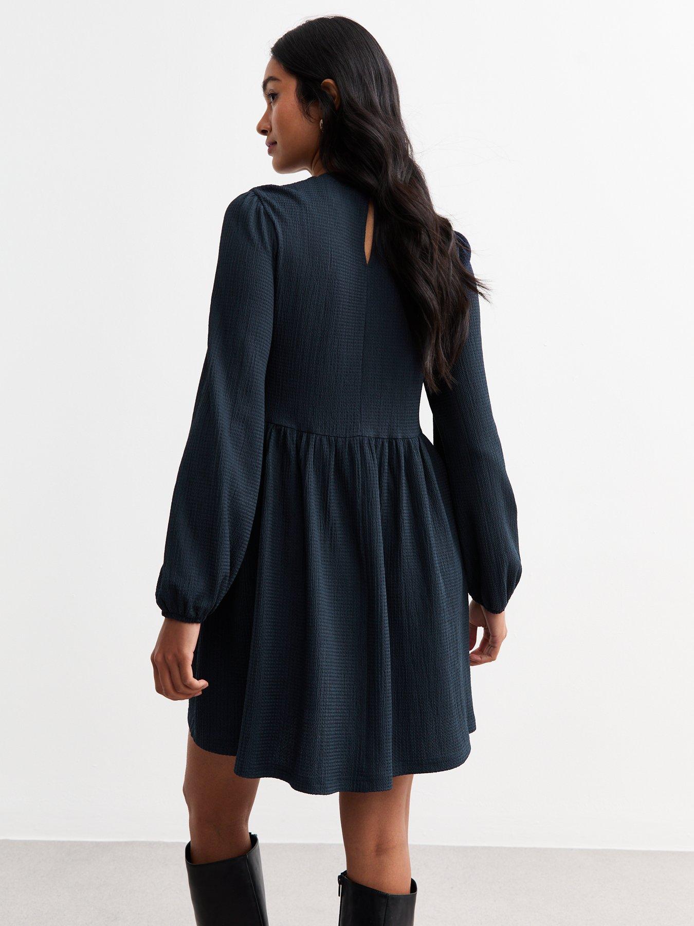 new-look-navy-funnel-neck-crinkled-mini-dressstillFront