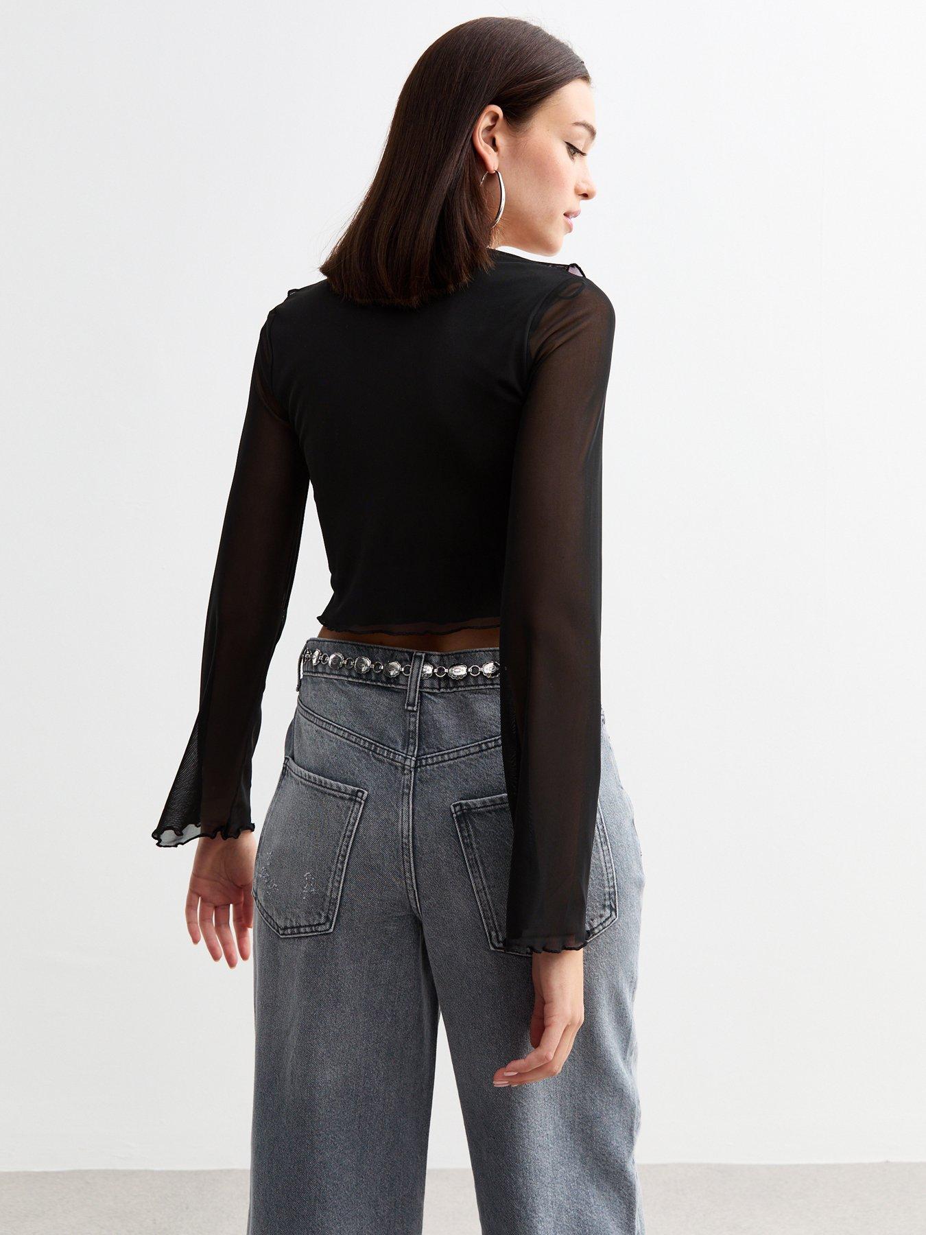 new-look-ruffle-trim-tie-front-top-blackstillFront