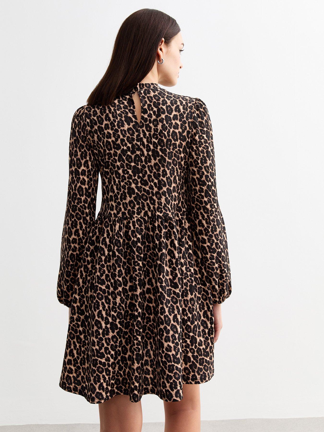 new-look-leopard-print-crinkle-funnel-neck-mini-dress--nbspbrownstillFront