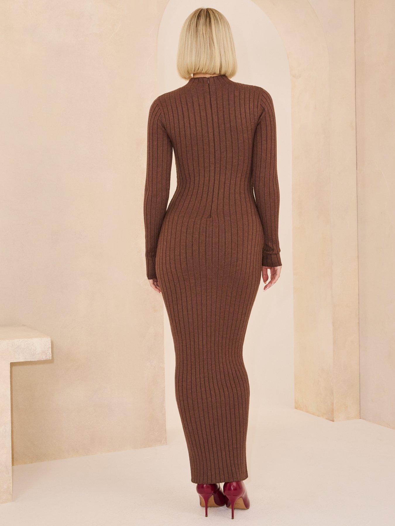 michelle-keegan-knitted-tie-waist-midaxi-long-sleeve-dress-brownstillFront