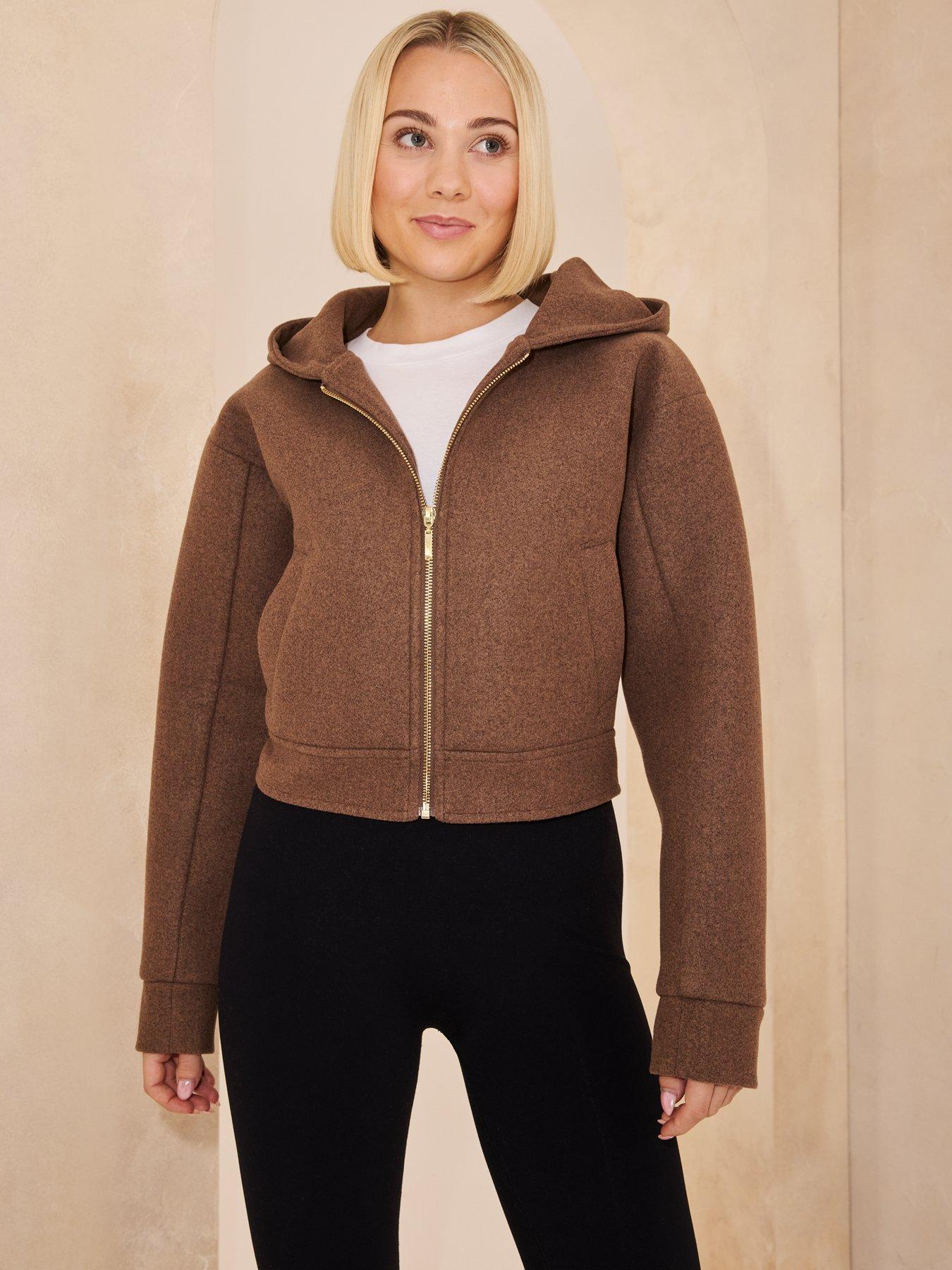 Image 2 of 4 of Michelle Keegan Faux&nbsp;Wool Hoodie - Brown