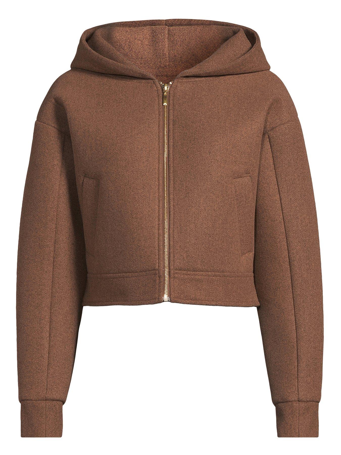 Image 3 of 4 of Michelle Keegan Faux&nbsp;Wool Hoodie - Brown