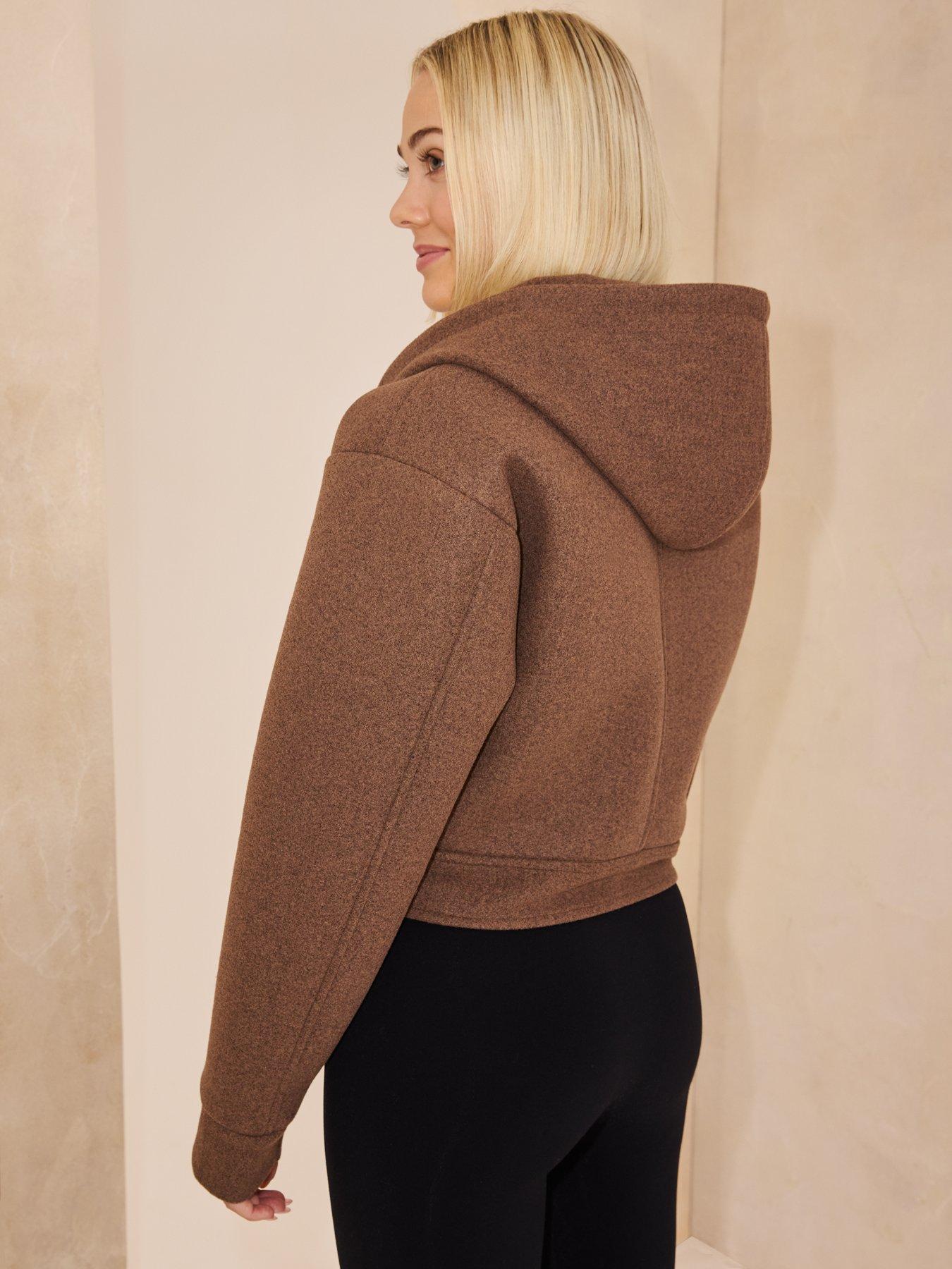 Image 4 of 4 of Michelle Keegan Faux&nbsp;Wool Hoodie - Brown