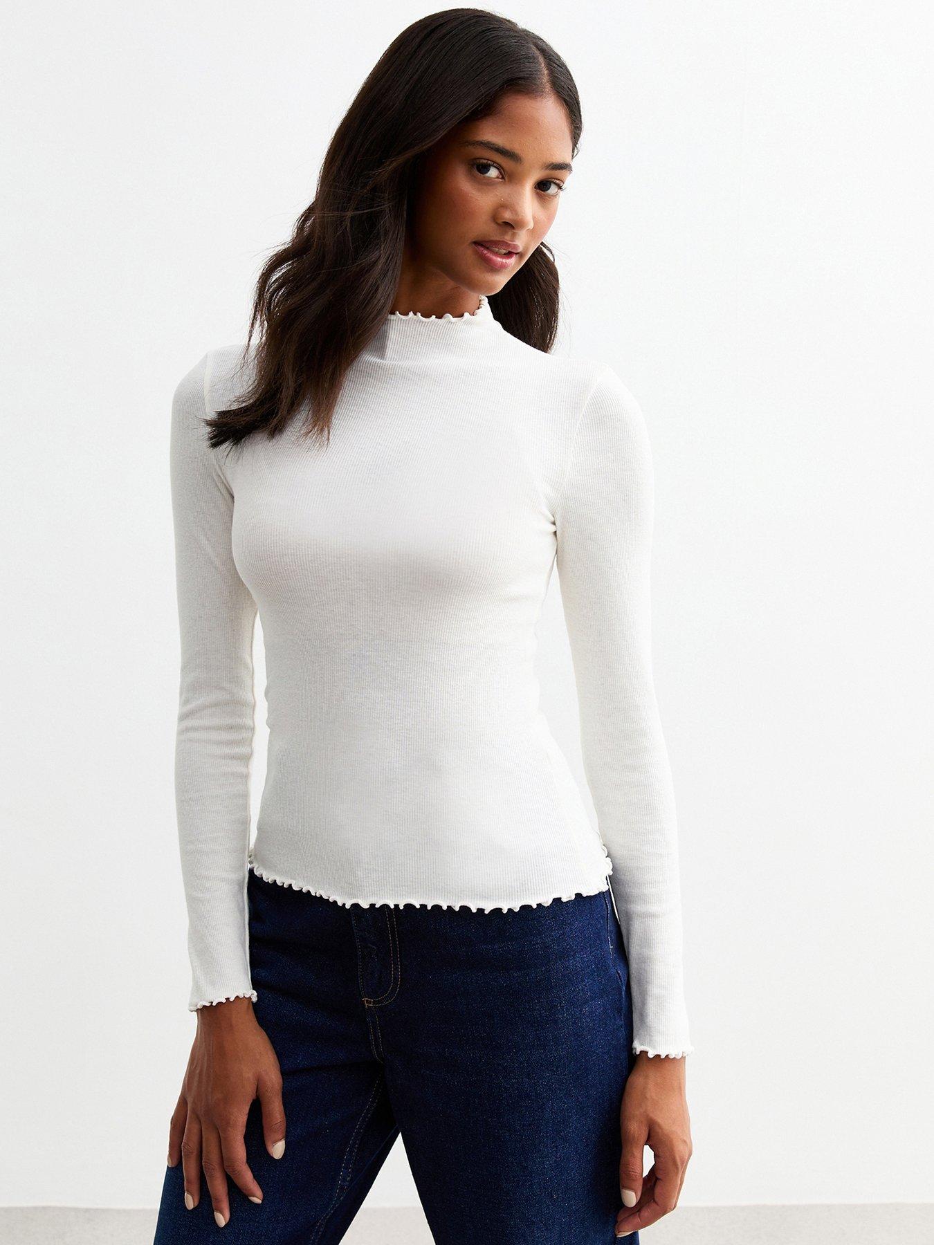 new-look-off-white-ribbed-high-neck-long-sleeved-top