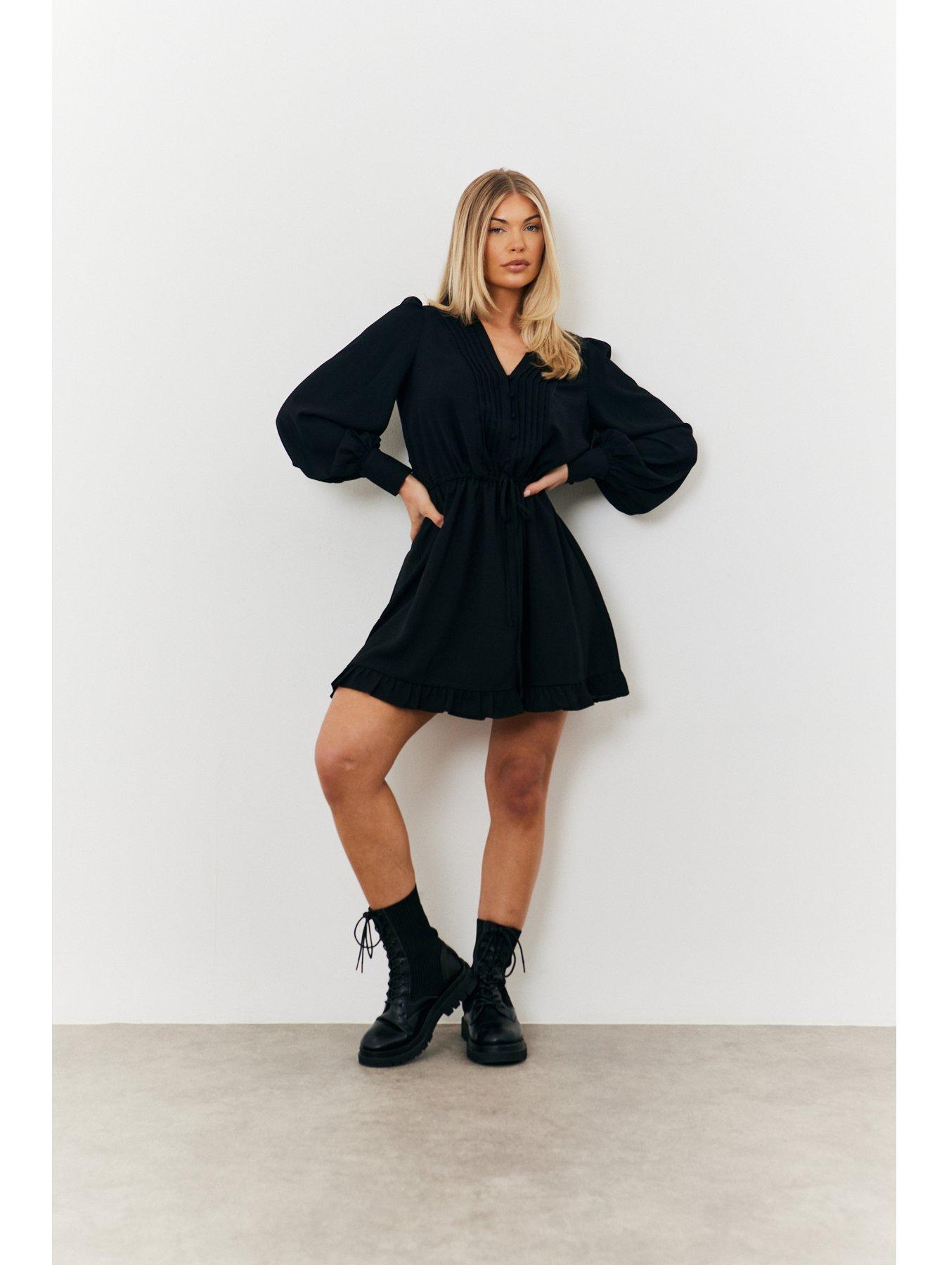 in-the-style-balloon-sleeve-mini-dress-blackback