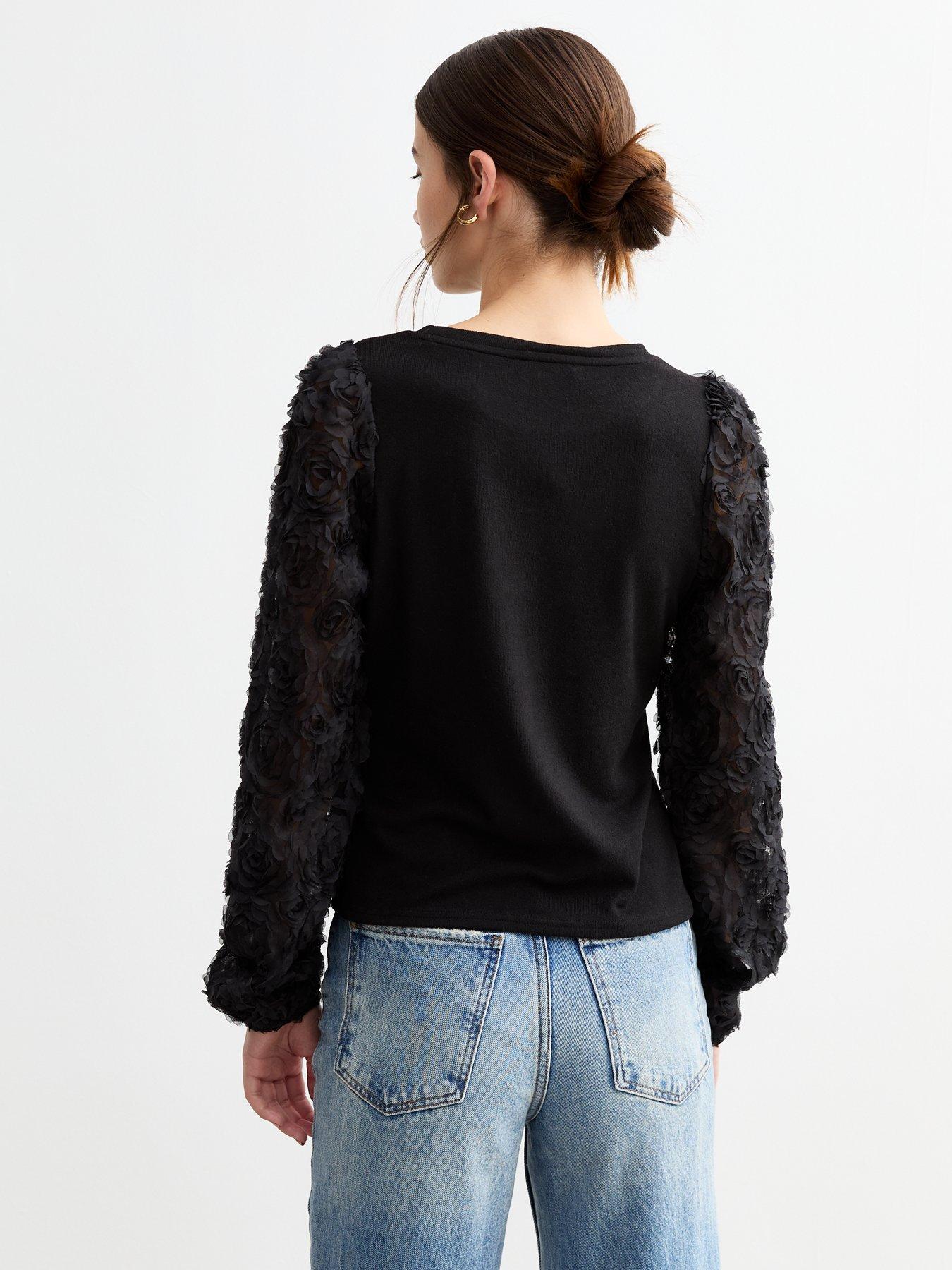 new-look-rose-sleeve-top-blackstillFront