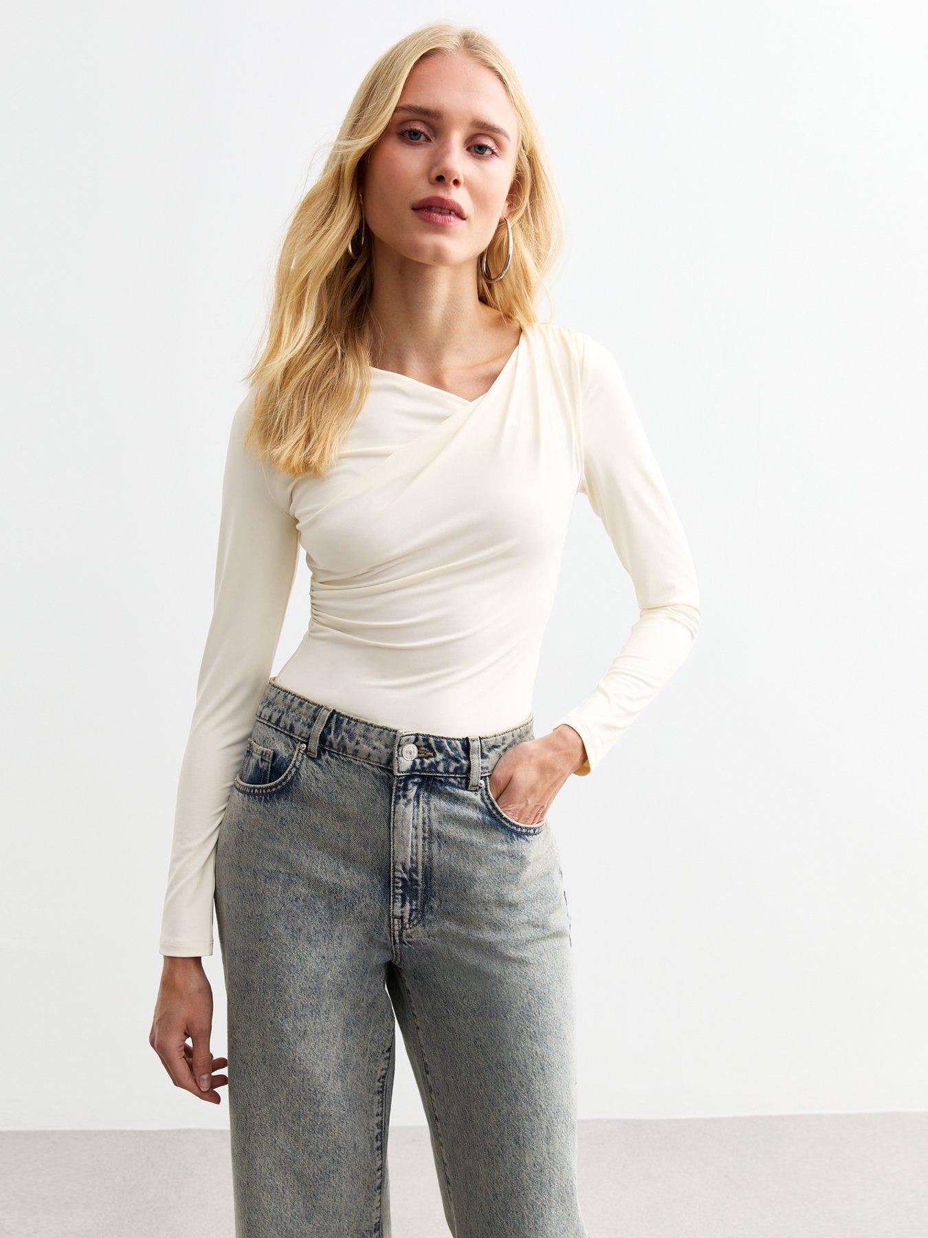 new-look-slinky-draped-neck-long-sleeve-top-off-whitefront