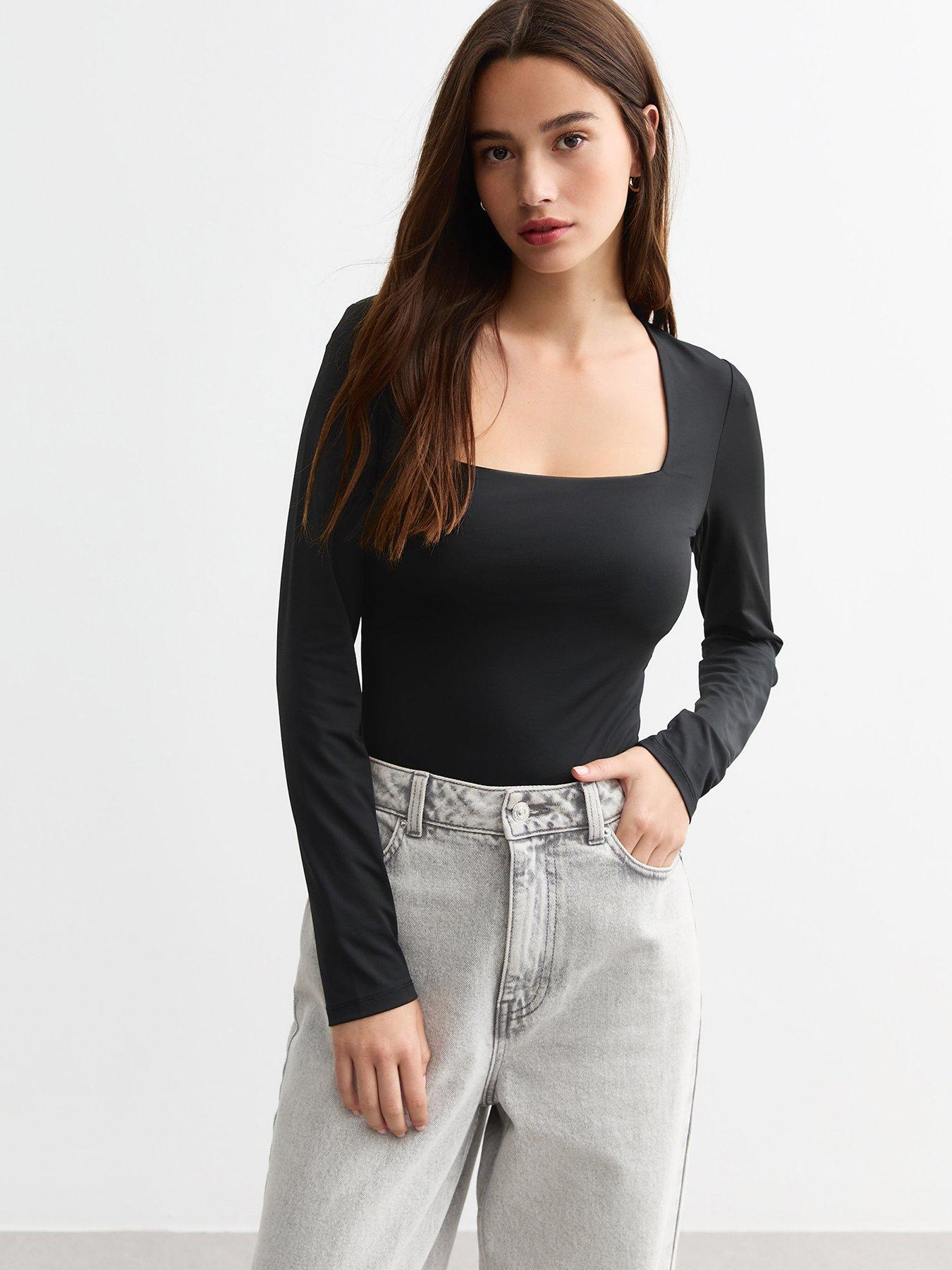 new-look-square-neck-long-sleeve-bodysuit-blackfront