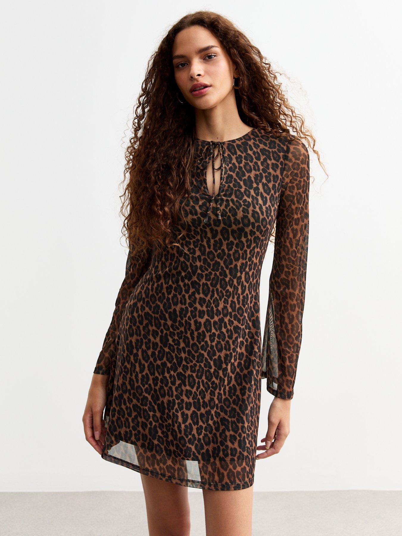 new-look-leopard-print-mesh-mini-dress-brownback