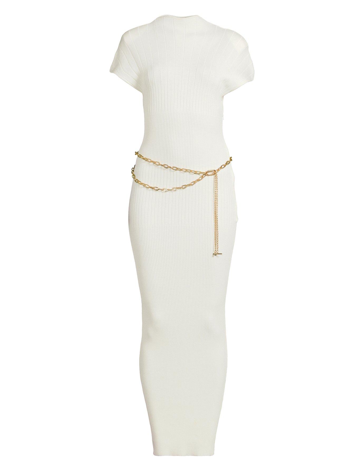 michelle-keegan-asymmetric-rib-beltednbspmidi-dress-creamoutfit