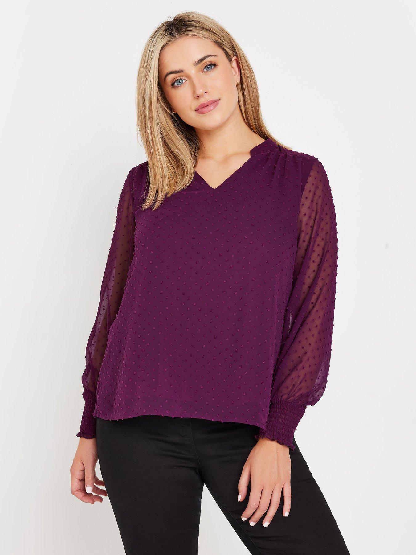 Image of M&Co Long Sleeve Spot Detail Blouse