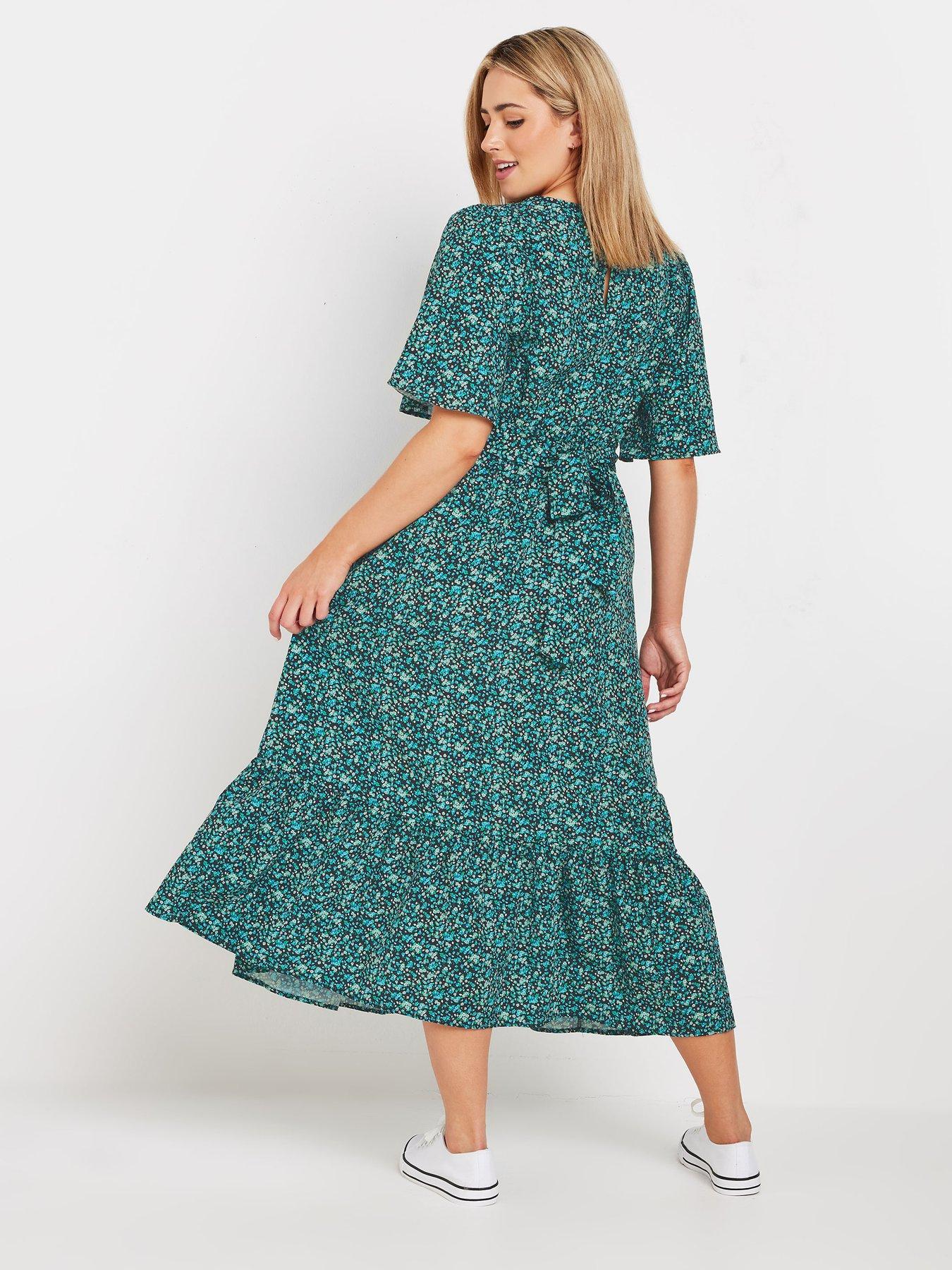 mco-ditsy-flutter-sleeve-dress-blackgreenstillFront