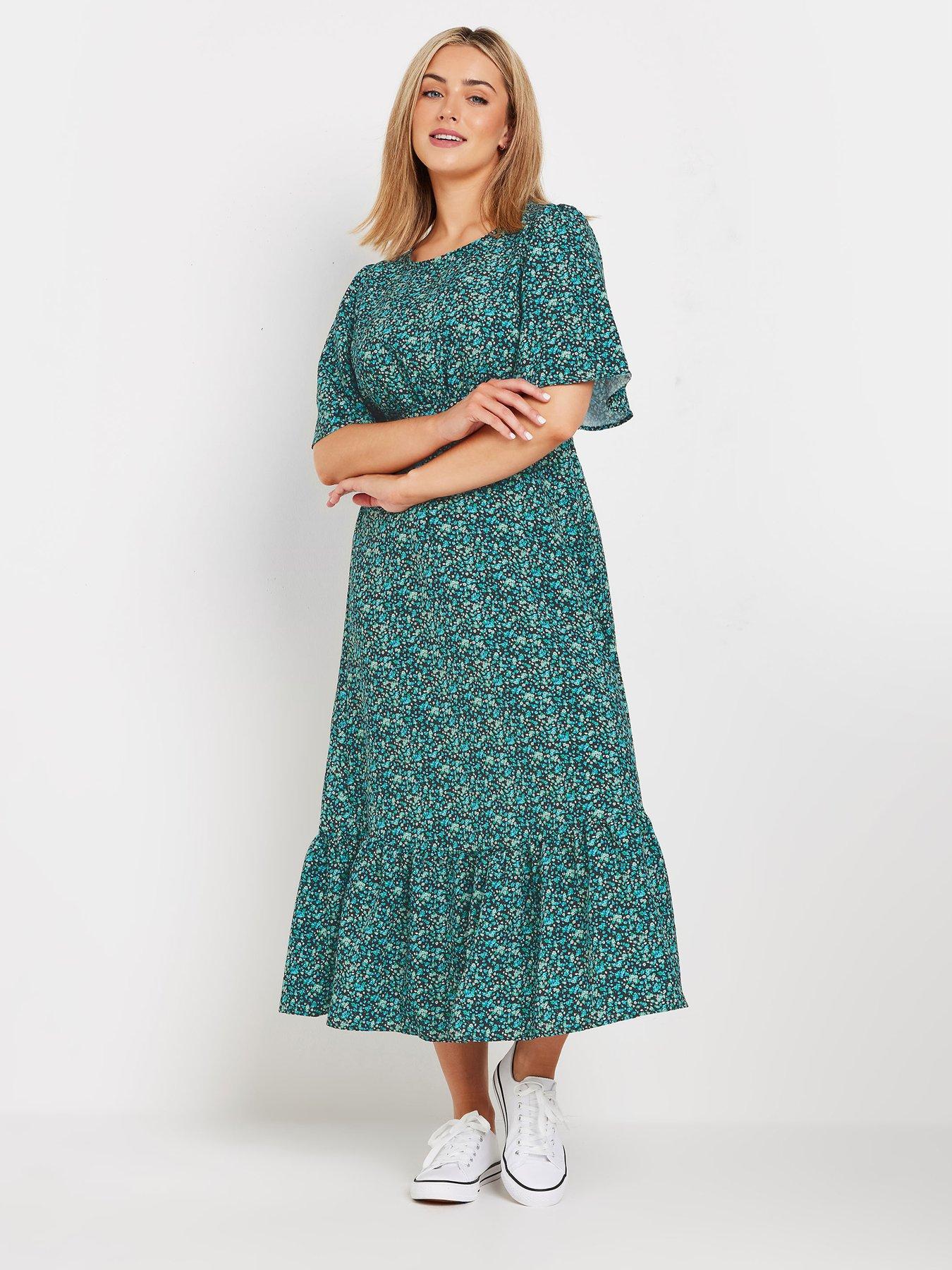 mco-ditsy-flutter-sleeve-dress-blackgreenback