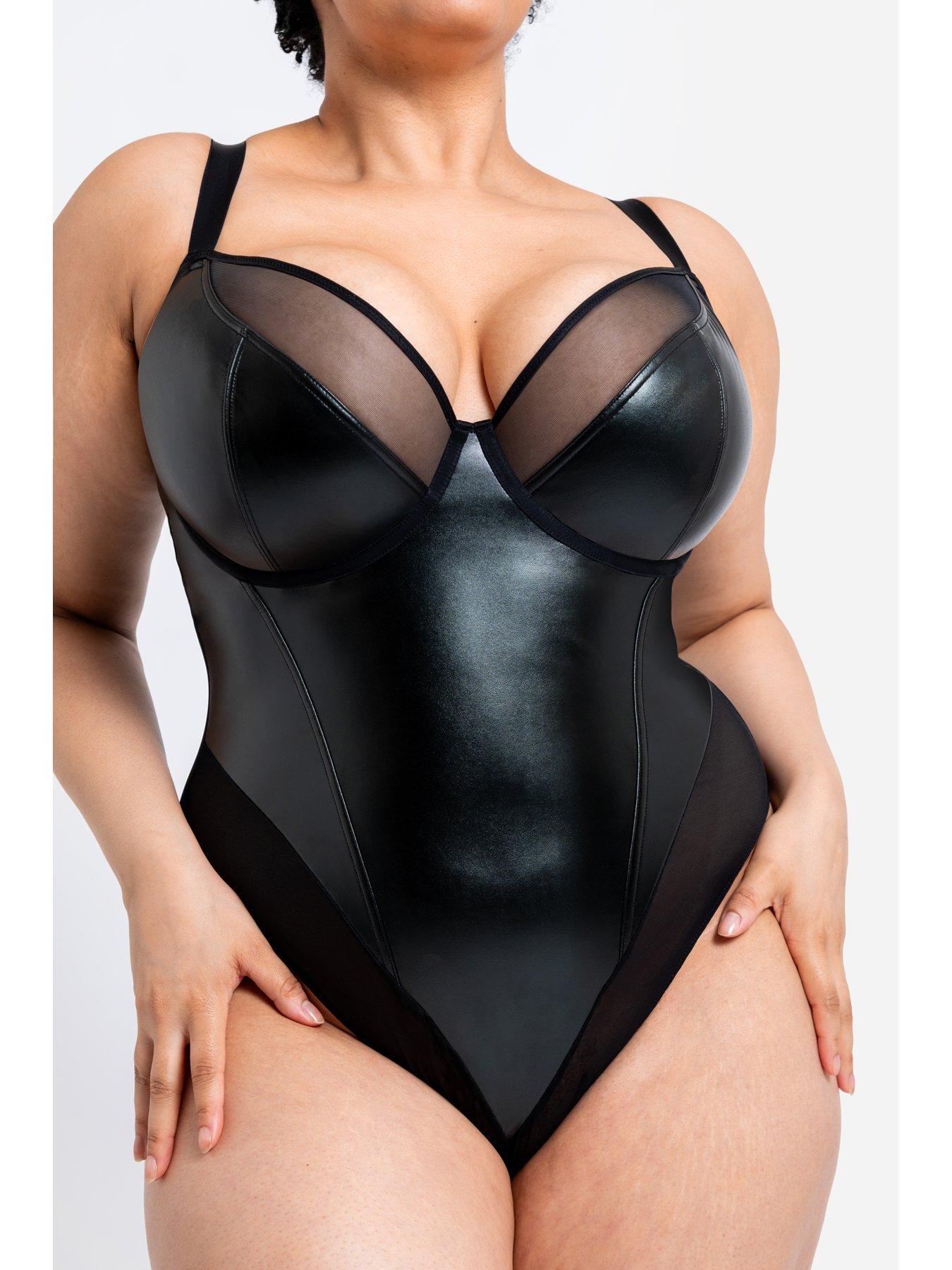 curvy-kate-curvy-kate-rebelle-faux-leather-non-padded-underwired-plunge-bodysuit-blackback