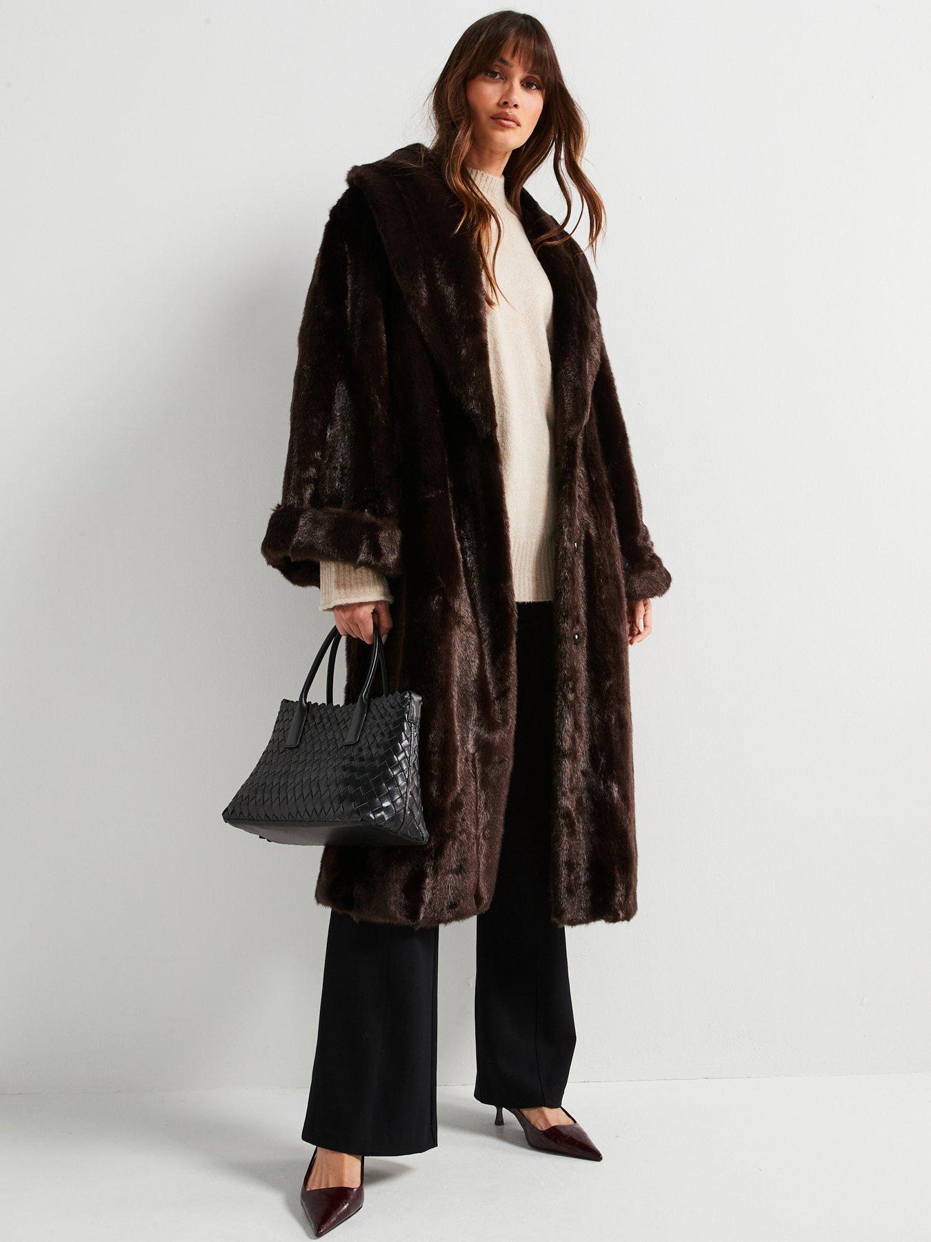 jakke-castello-coat-chocolate-faux-fur-coat