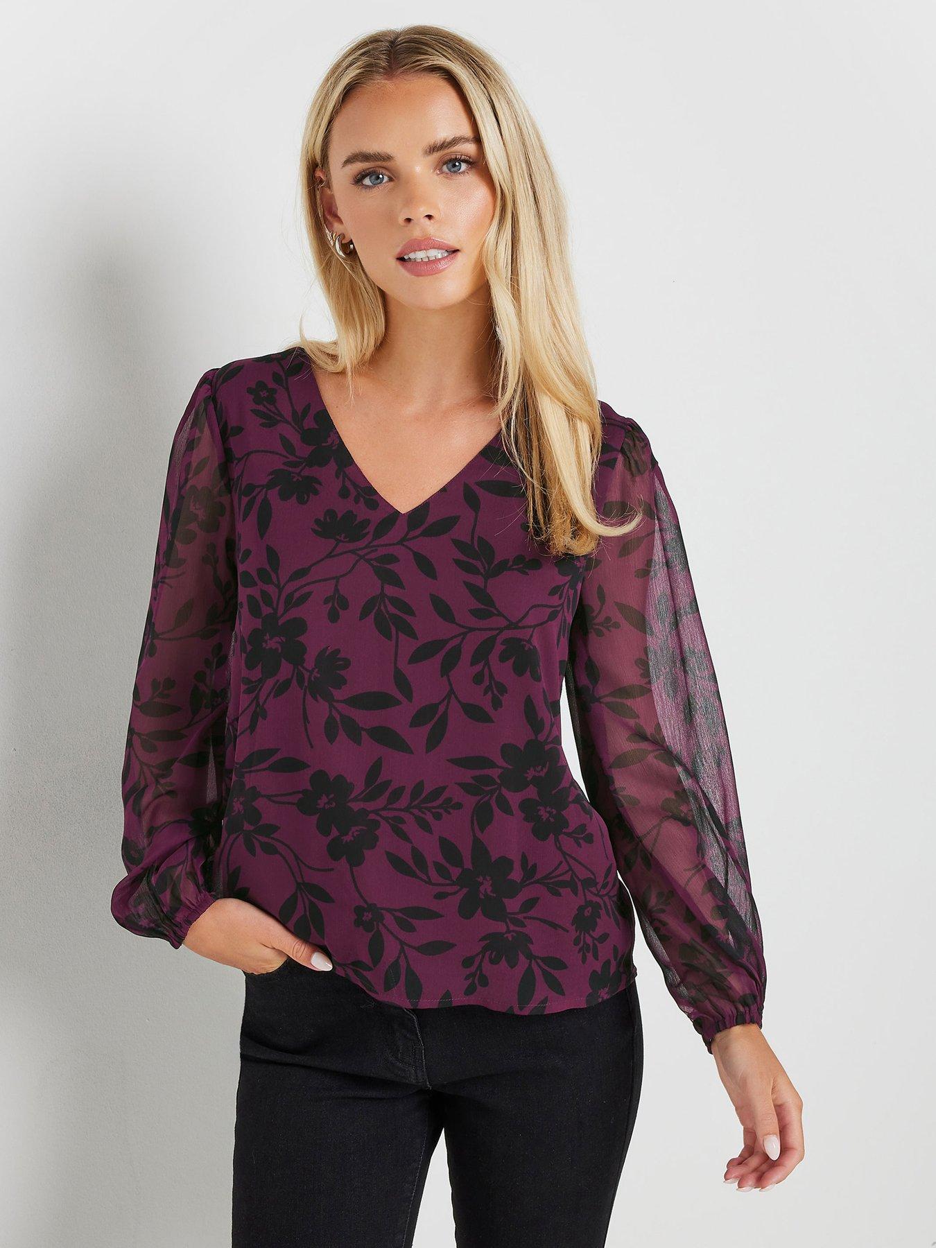 mco-petite-floral-stencil-print-long-sleeve-blouse