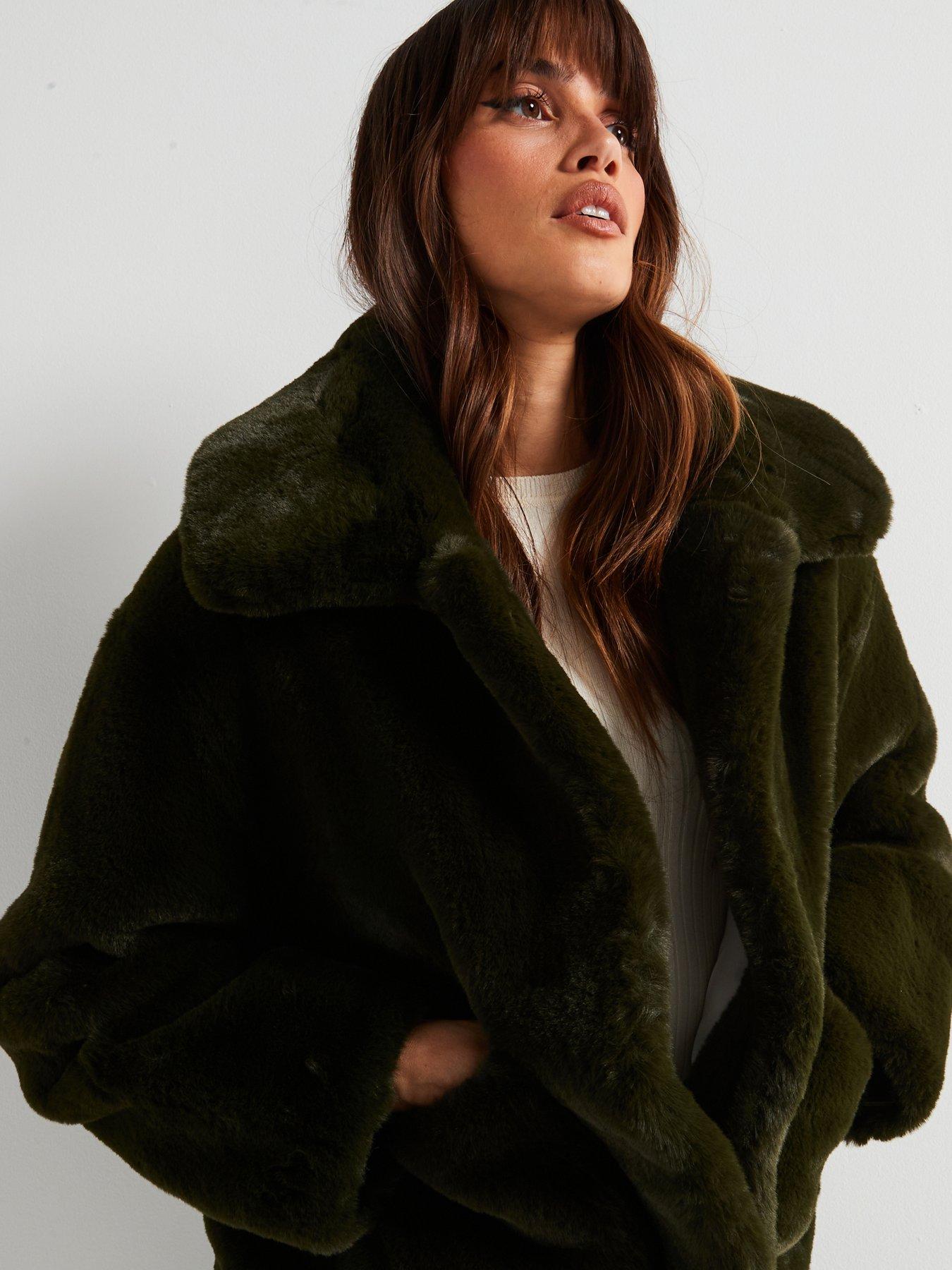 jakke-traci-coat-forest-green-faux-fur-coat