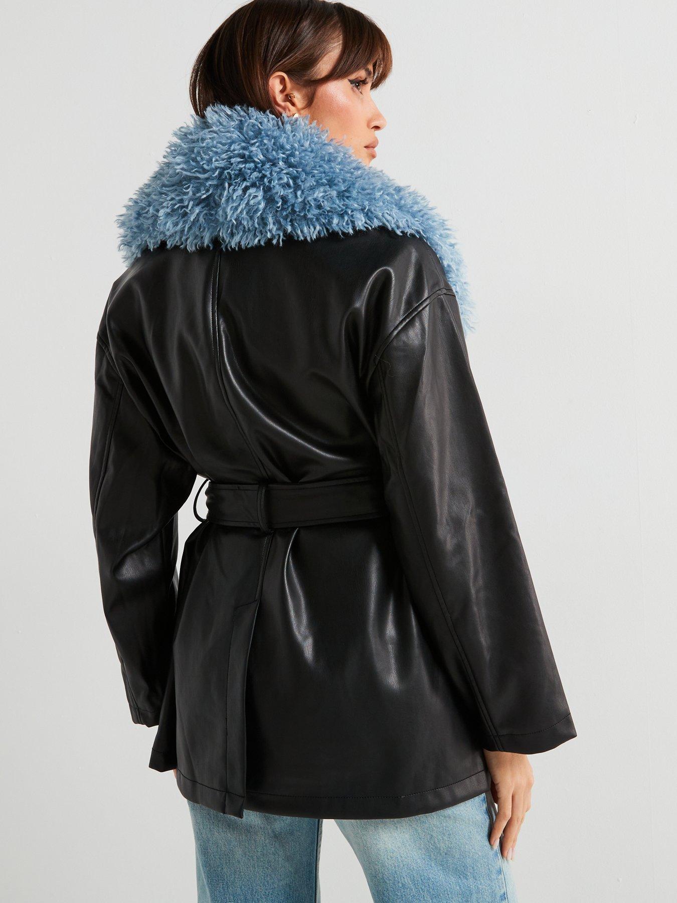 jakke-agatha-coat-black-and-blue-faux-fur-coatstillFront