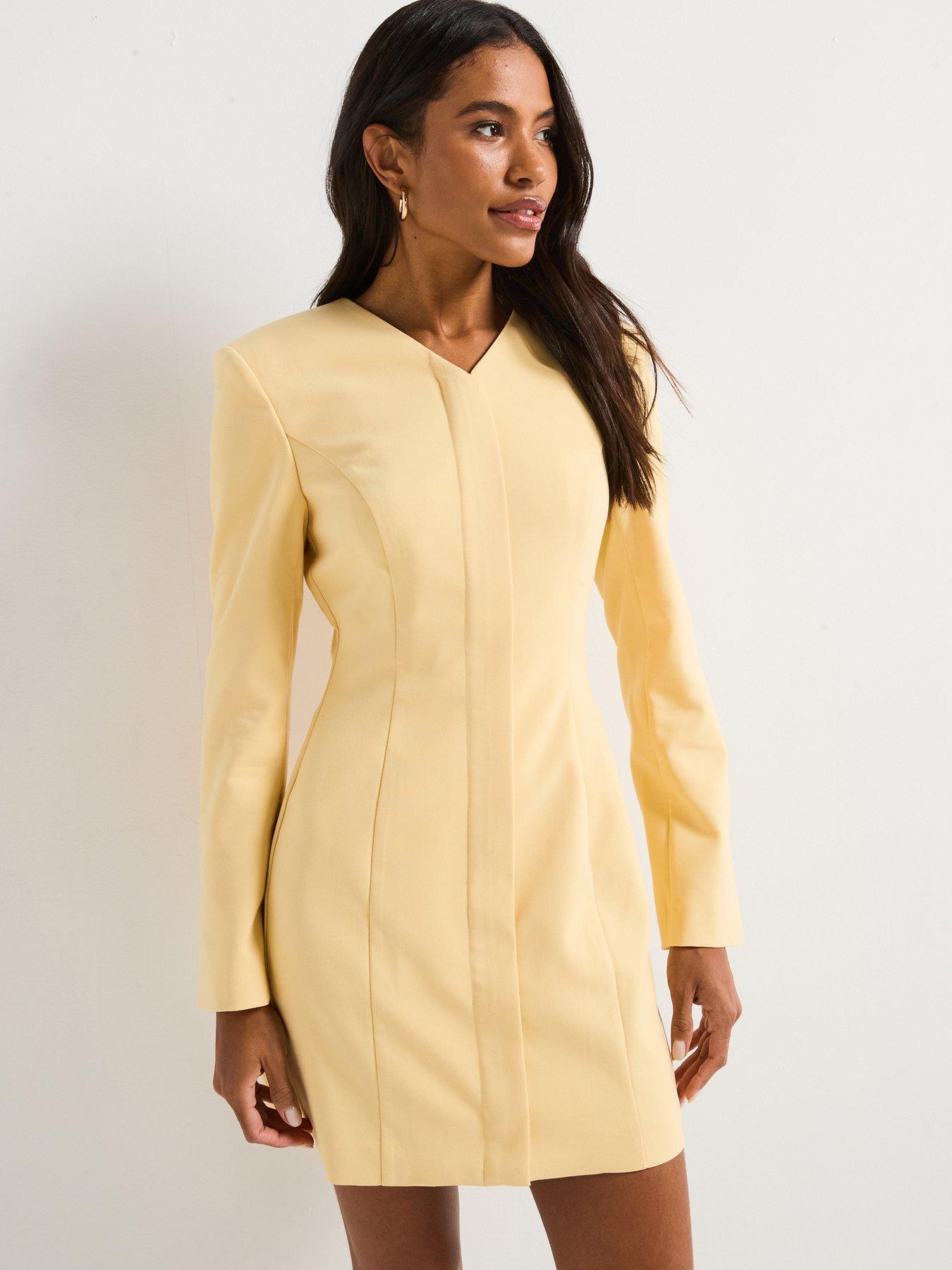 v-by-very-tailored-mini-dress-yellowfront