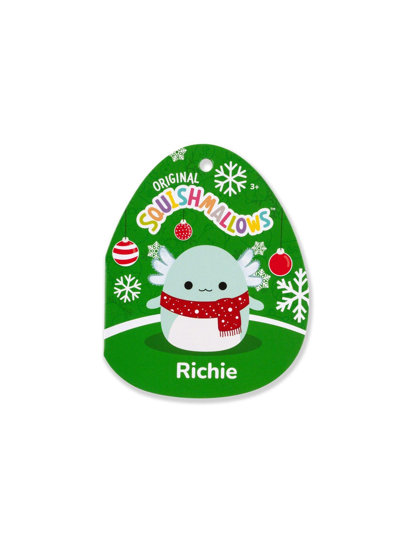 Image 6 of 8 of Squishmallows Original Squishmallows 7.5-Inch Richie the Teal Axolotl with Red Scarf