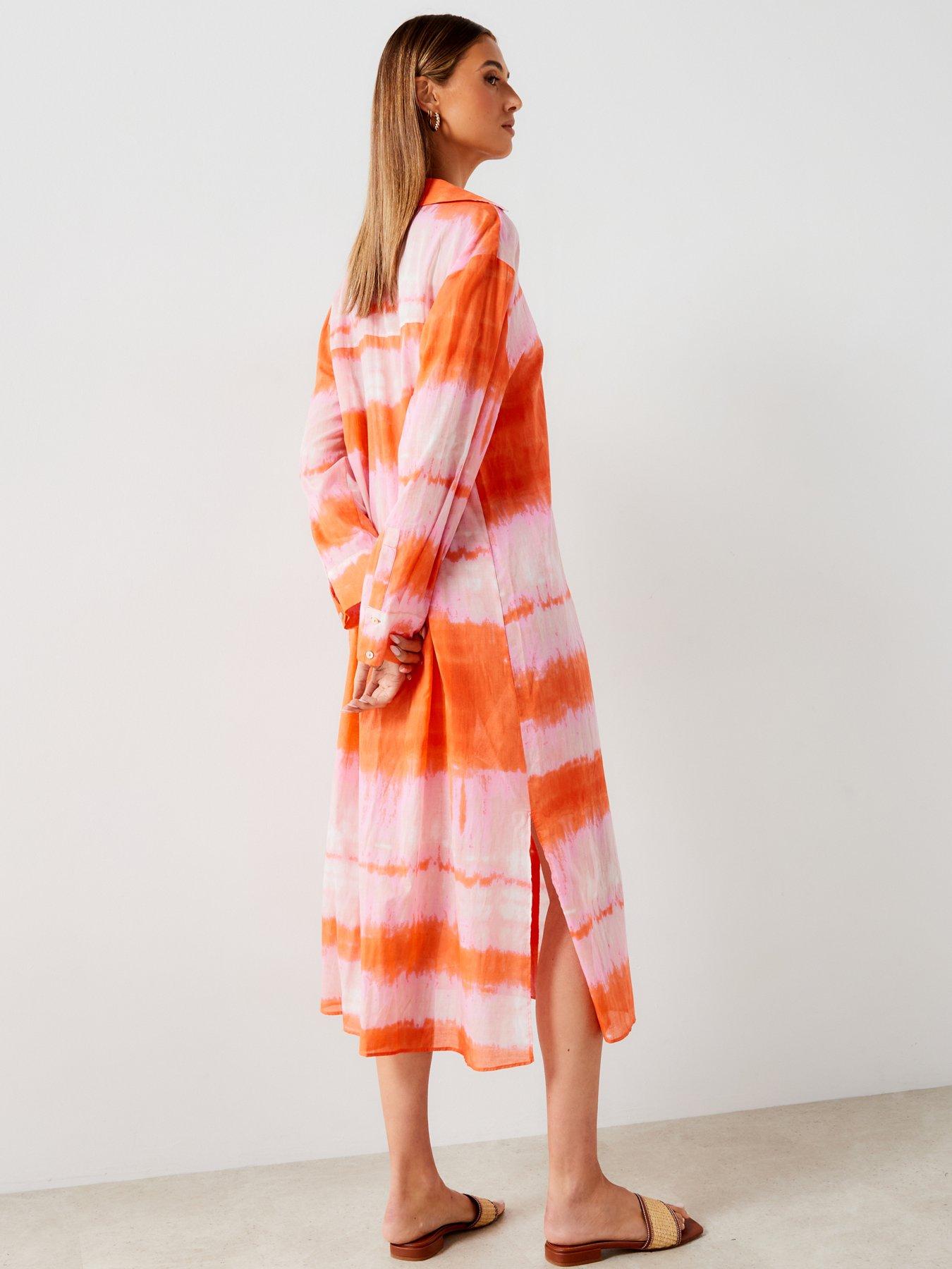 mango-tie-dye-longline-shirt-dress-cover-up-orangestillFront