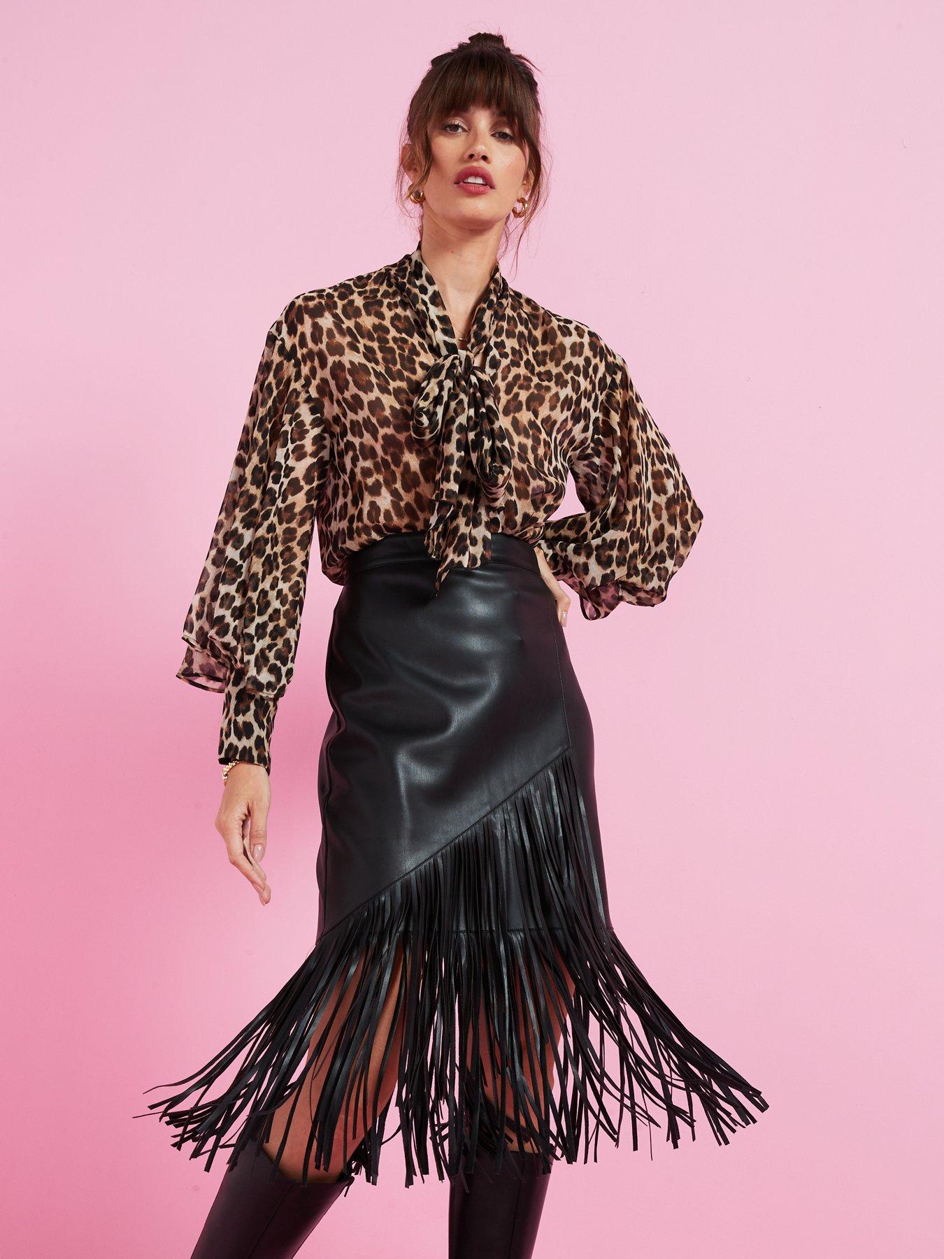 Image 4 of 6 of Mango Leopard Print Pussy Bow Blouse - Multi