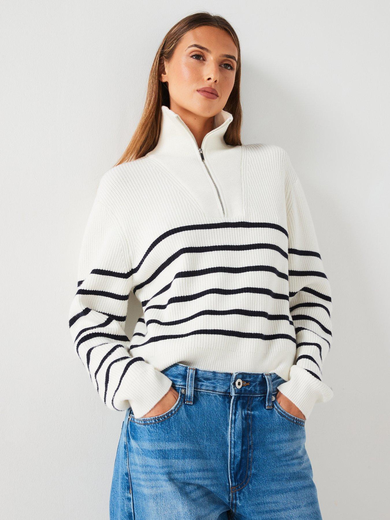 mango-stripe-14-zip-knitted-jumper-cream