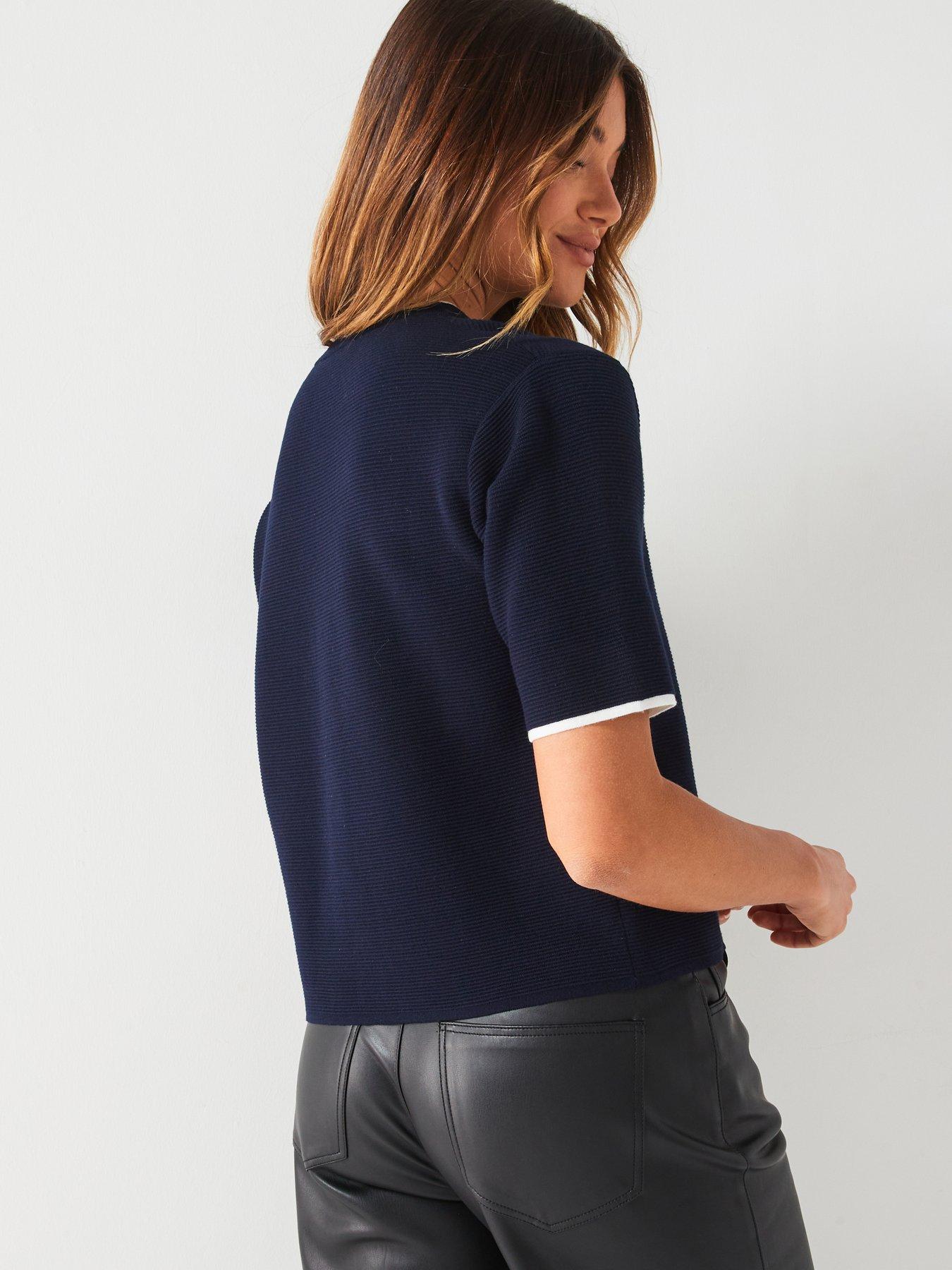 mango-short-sleeved-knitted-top-navystillFront