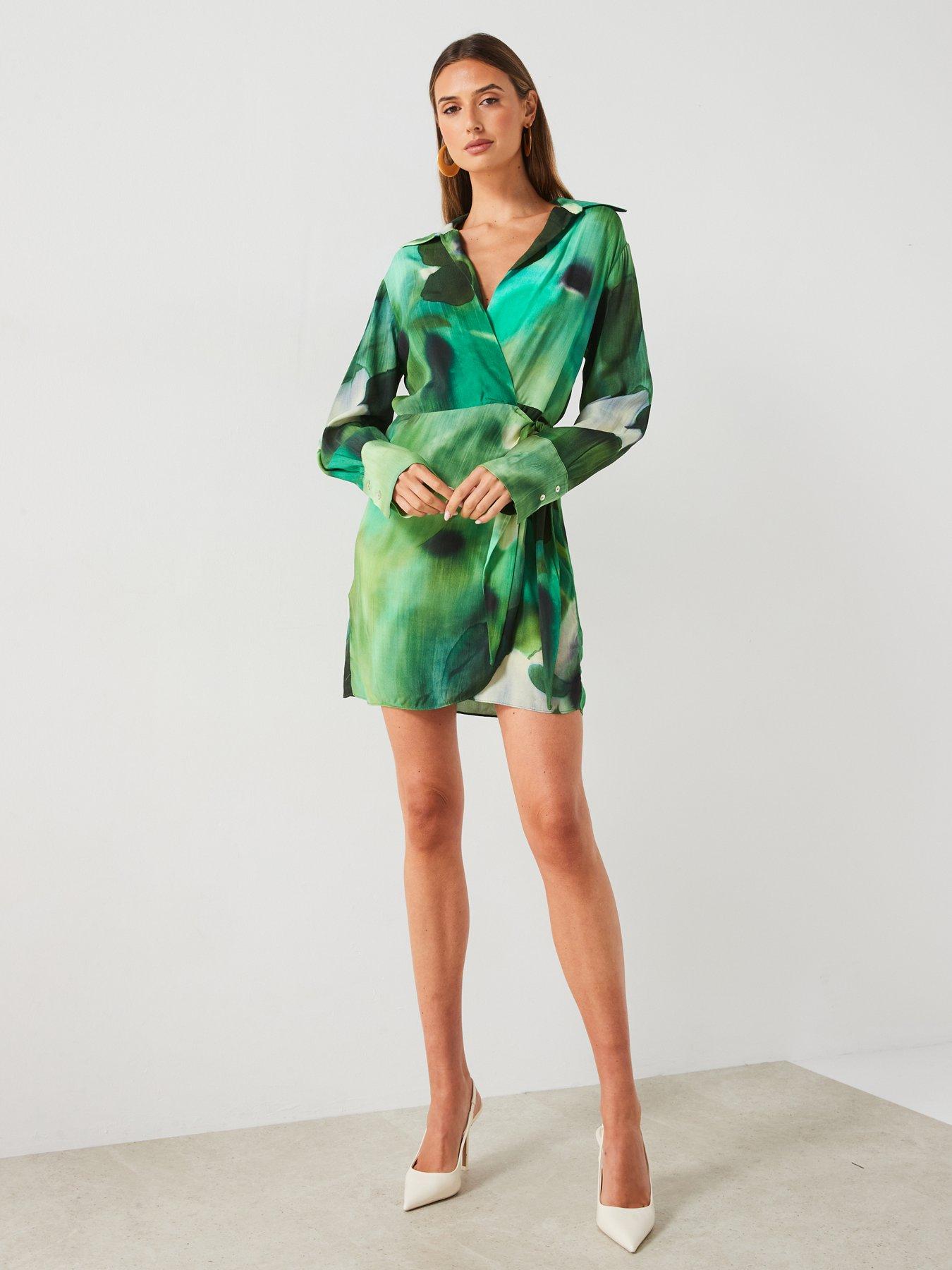 mango-printed-tie-waist-mini-dress-greenback