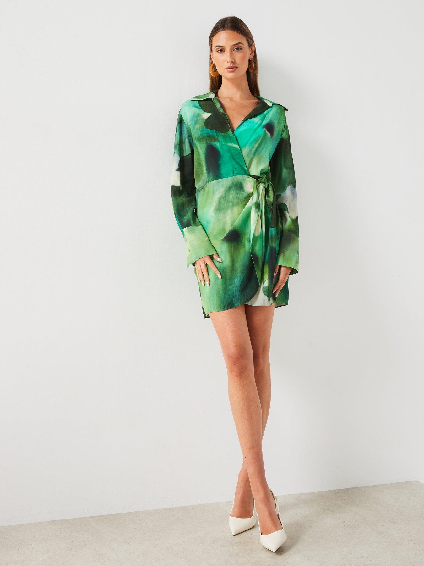 mango-printed-tie-waist-mini-dress-greendetail